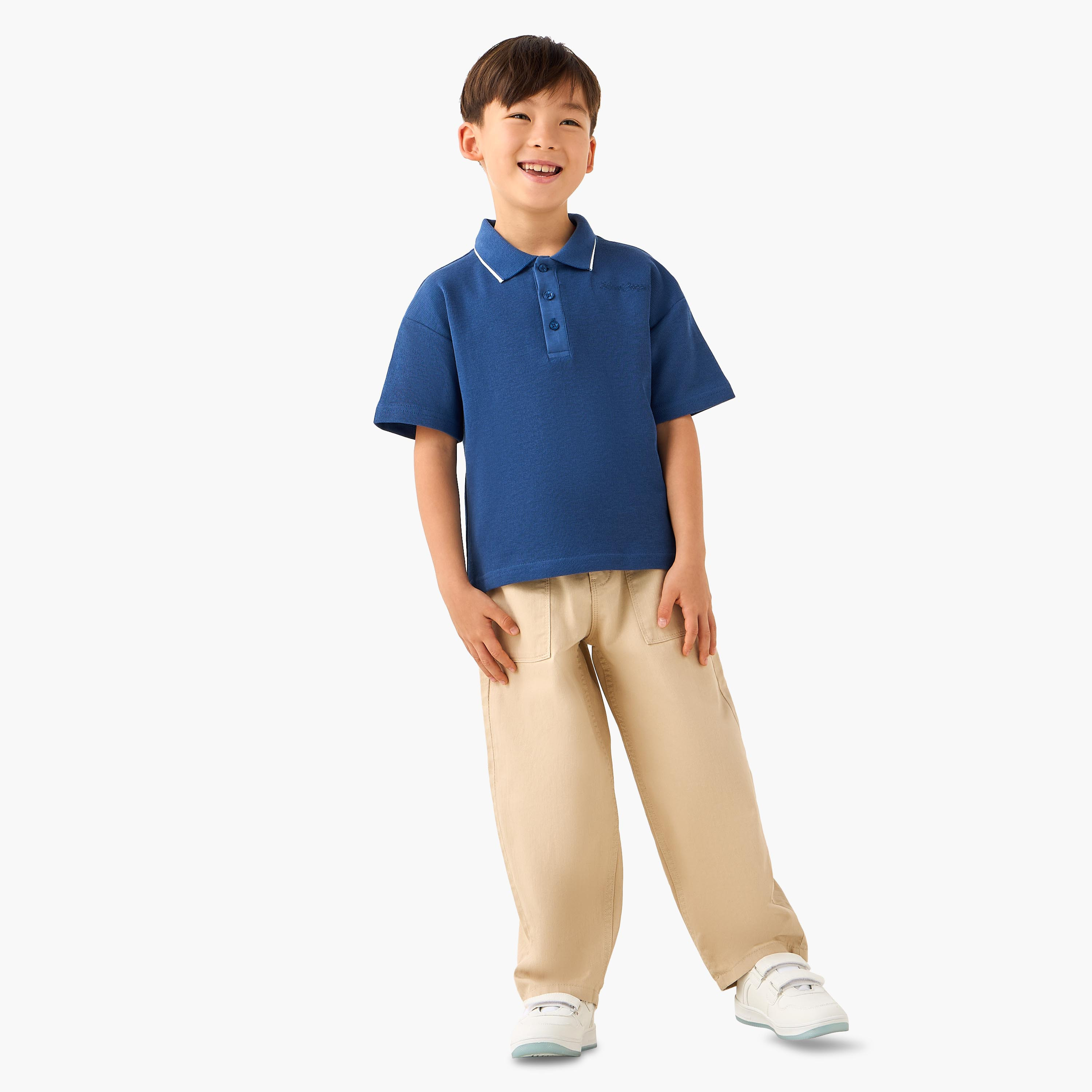 Lee Cooper Collared Short Sleeve T-shirt with Texture-boys-clothing-tshirtsandpolos-image-2