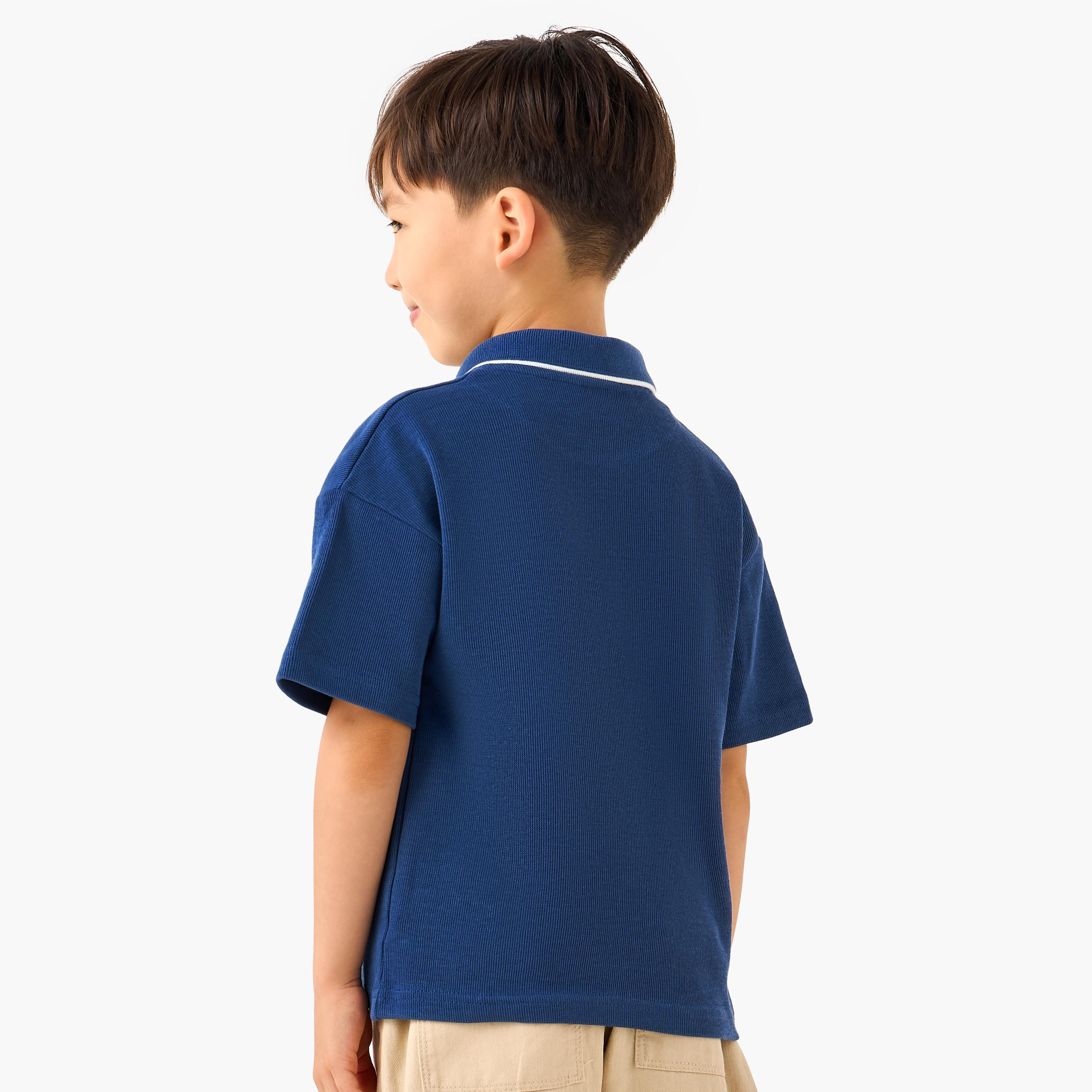 Lee Cooper Collared Short Sleeve T-shirt with Texture-boys-clothing-tshirtsandpolos-image-3
