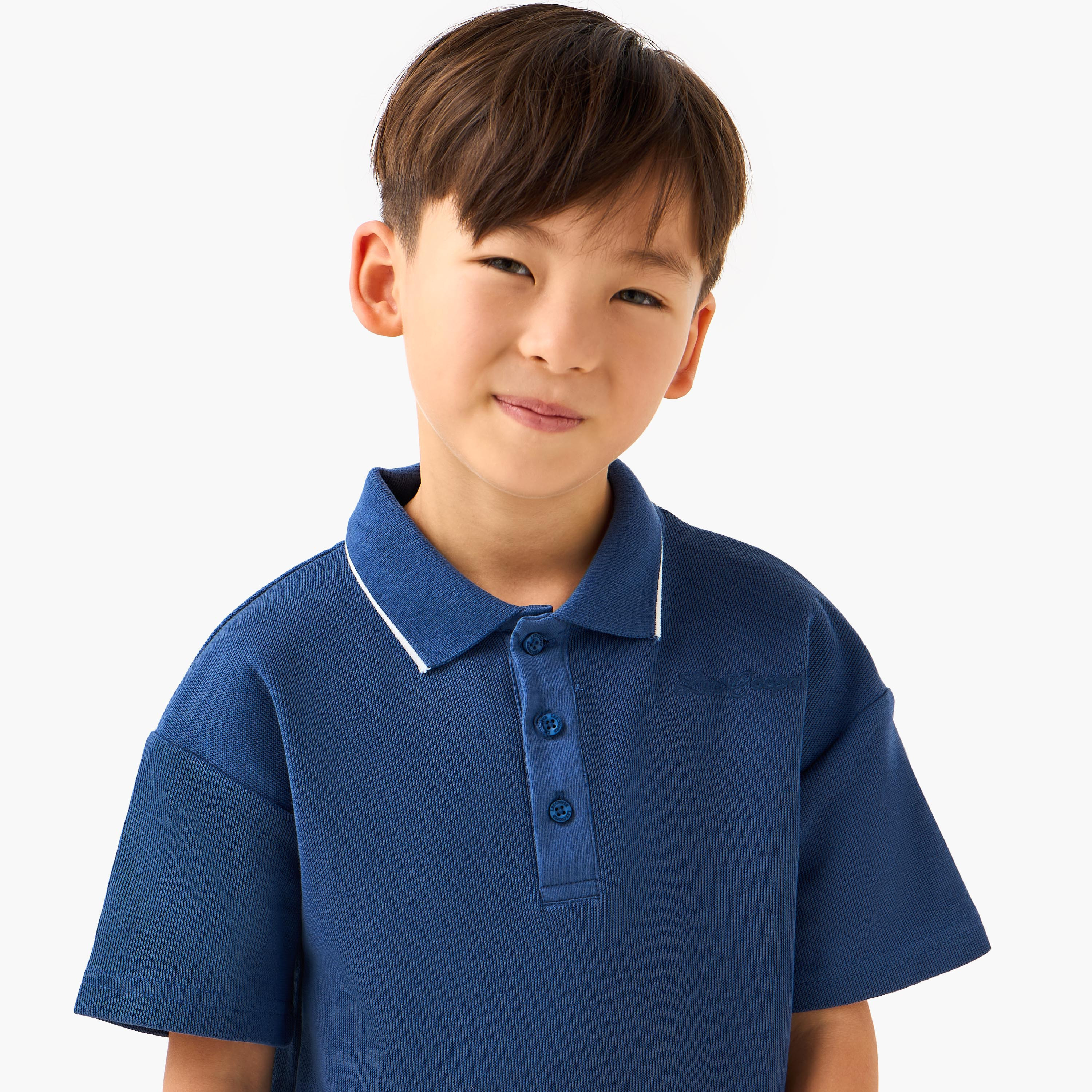 Lee Cooper Collared Short Sleeve T-shirt with Texture-boys-clothing-tshirtsandpolos-image-4