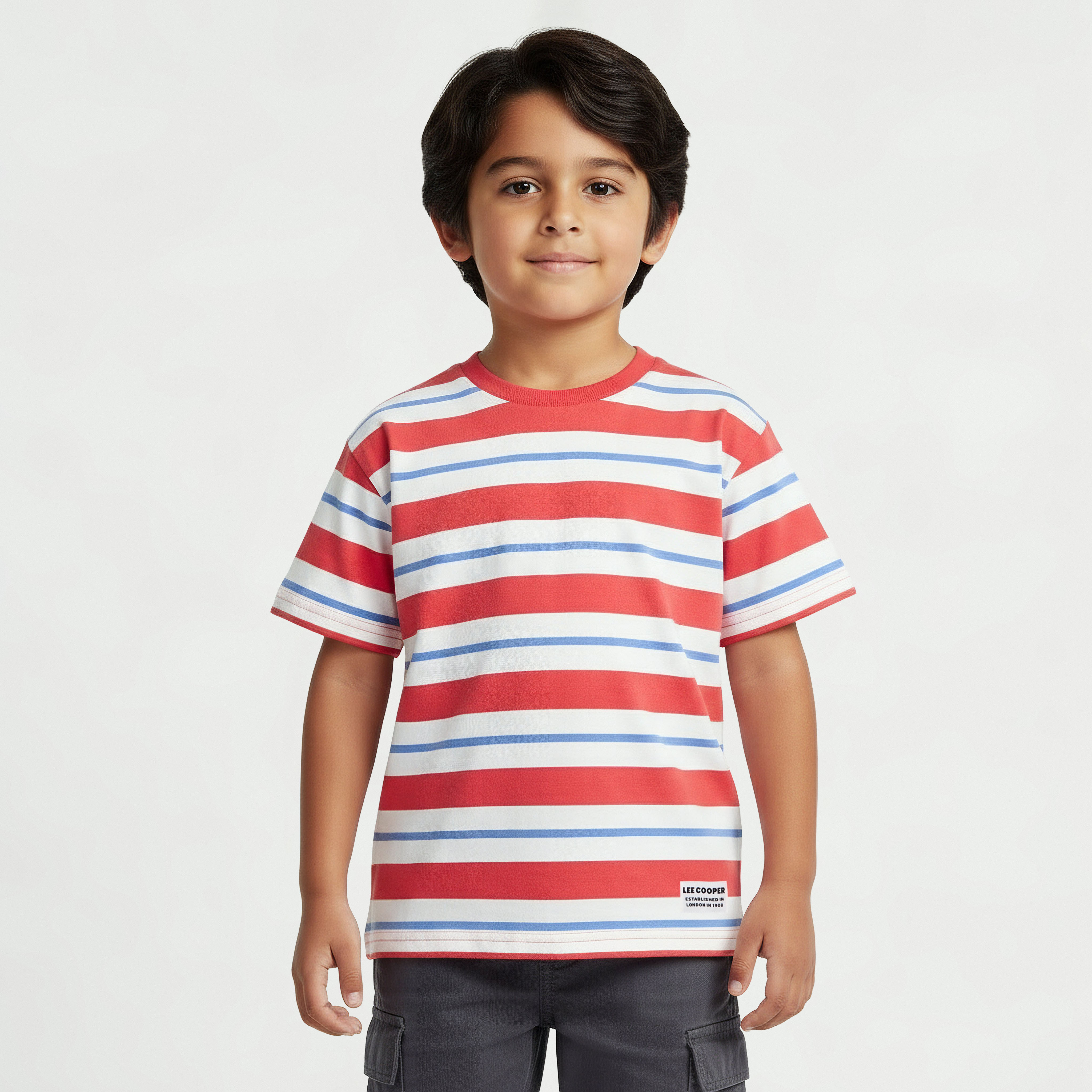 Lee Cooper Crew Neck Short Sleeves T-shirt with Stripes-boys-clothing-tshirtsandpolos-image-1