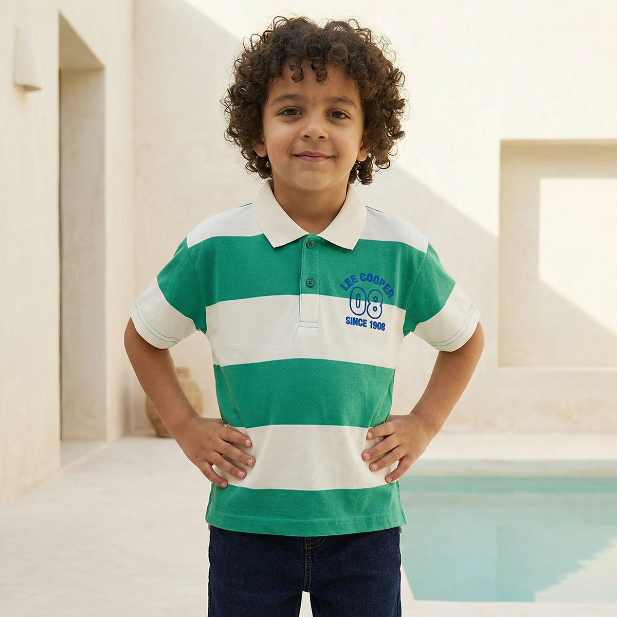 Lee Cooper Collared Short Sleeves Polo T-shirt with Stripes-boys-clothing-tshirtsandpolos-image-1