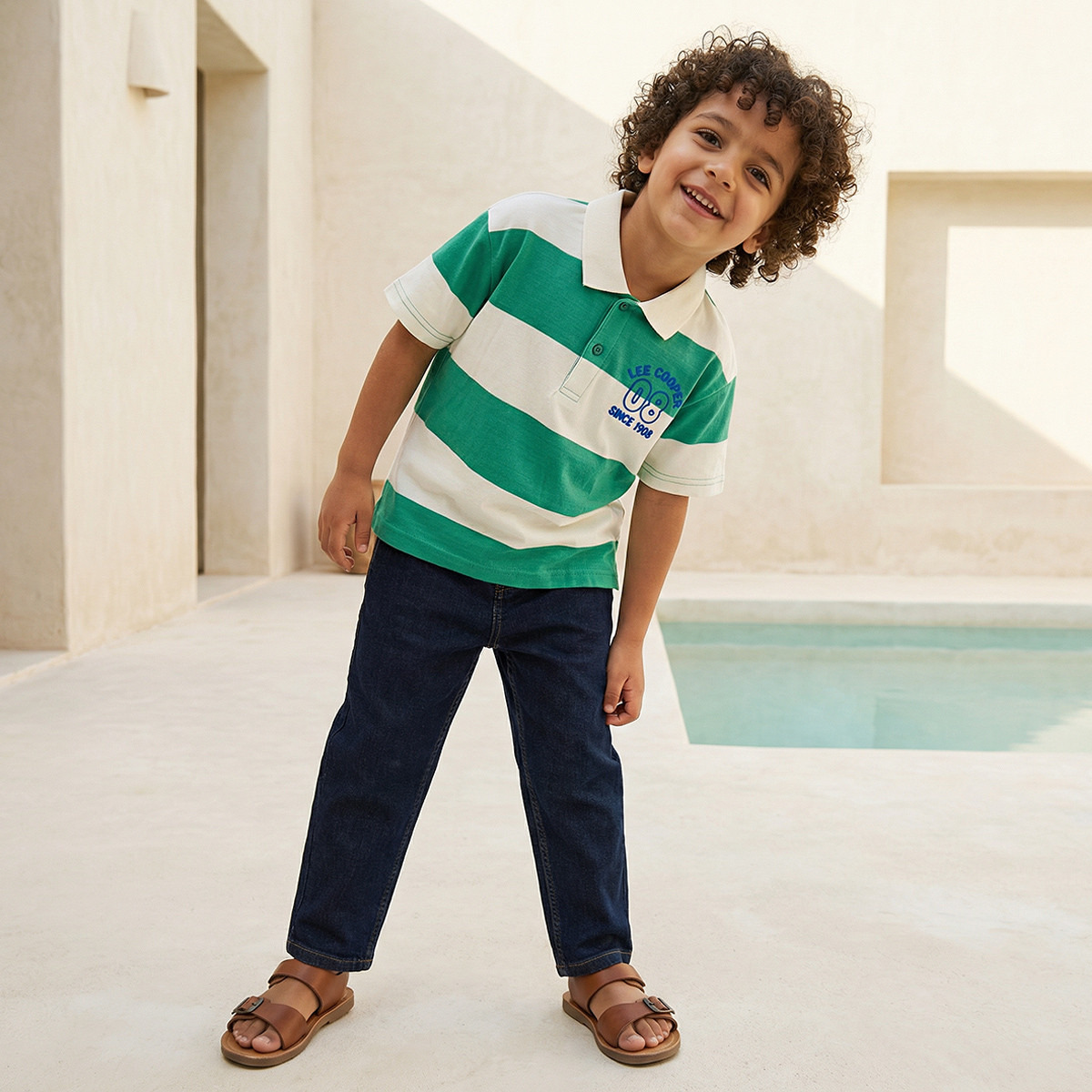 Lee Cooper Collared Short Sleeves Polo T-shirt with Stripes-boys-clothing-tshirtsandpolos-image-2