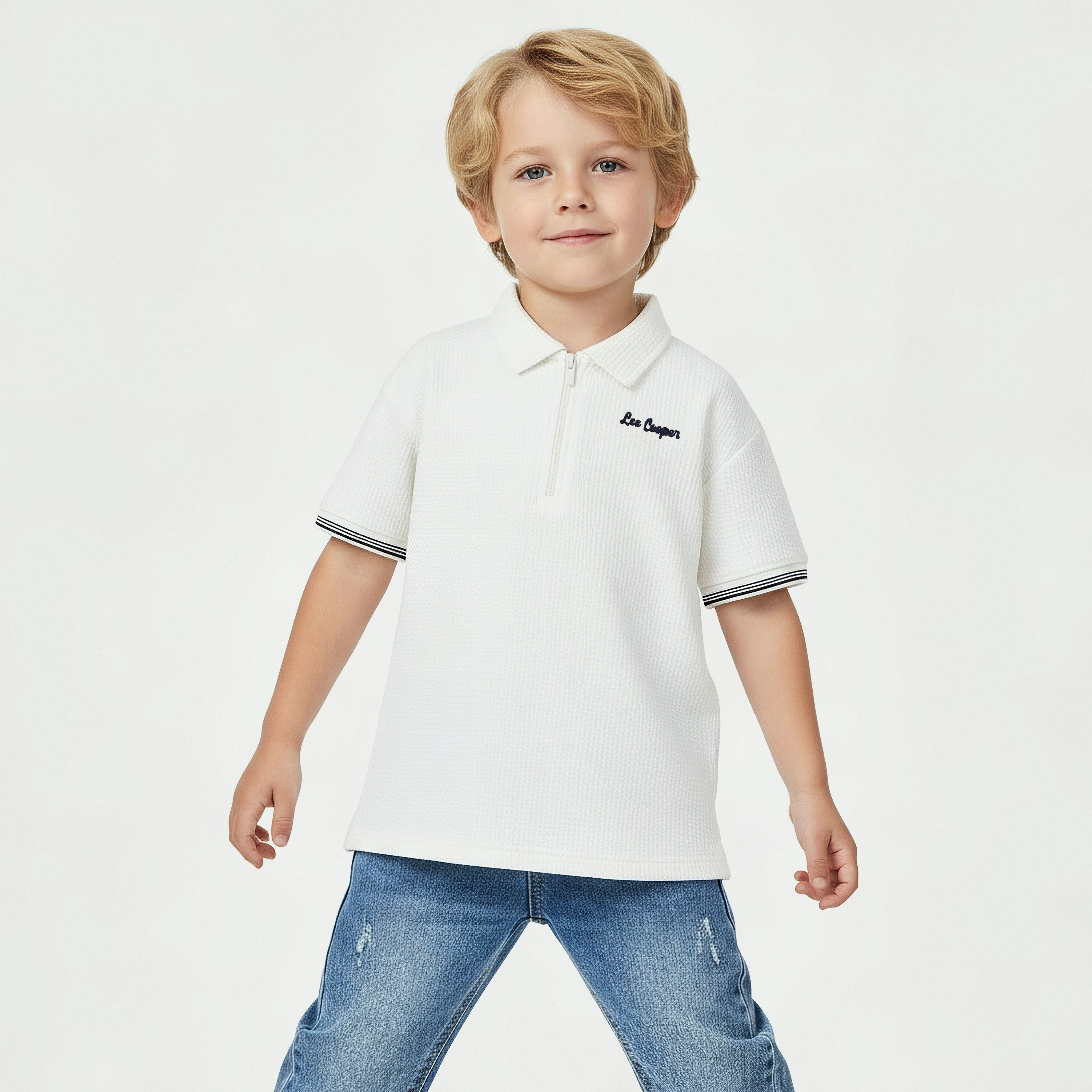 Lee Cooper Collared Short Sleeves Polo T-shirt with Half Zip-boys-clothing-tshirtsandpolos-image-1