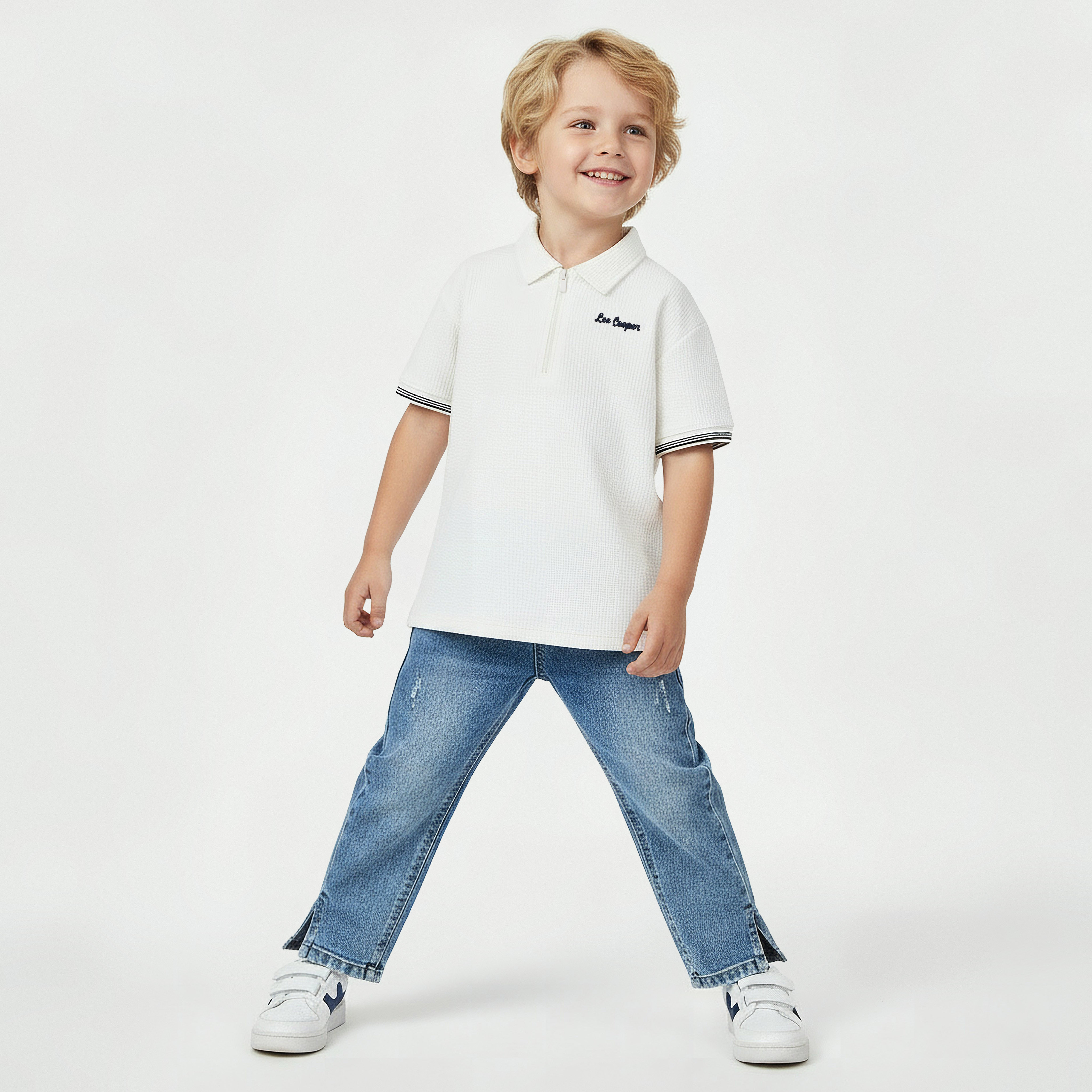 Lee Cooper Collared Short Sleeves Polo T-shirt with Half Zip-boys-clothing-tshirtsandpolos-image-2