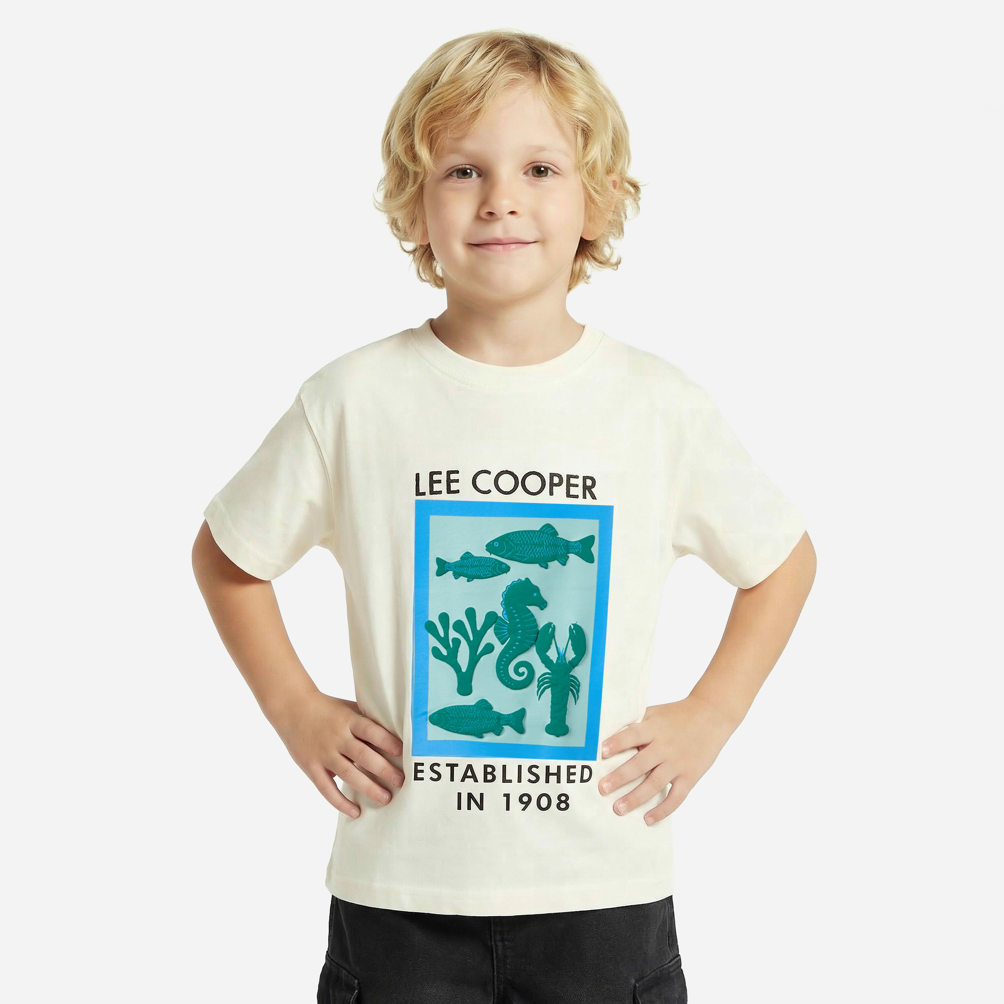 Lee Cooper Crew Neck Short Sleeves T-shirt with Marine Print-boys-clothing-tshirtsandpolos-image-1