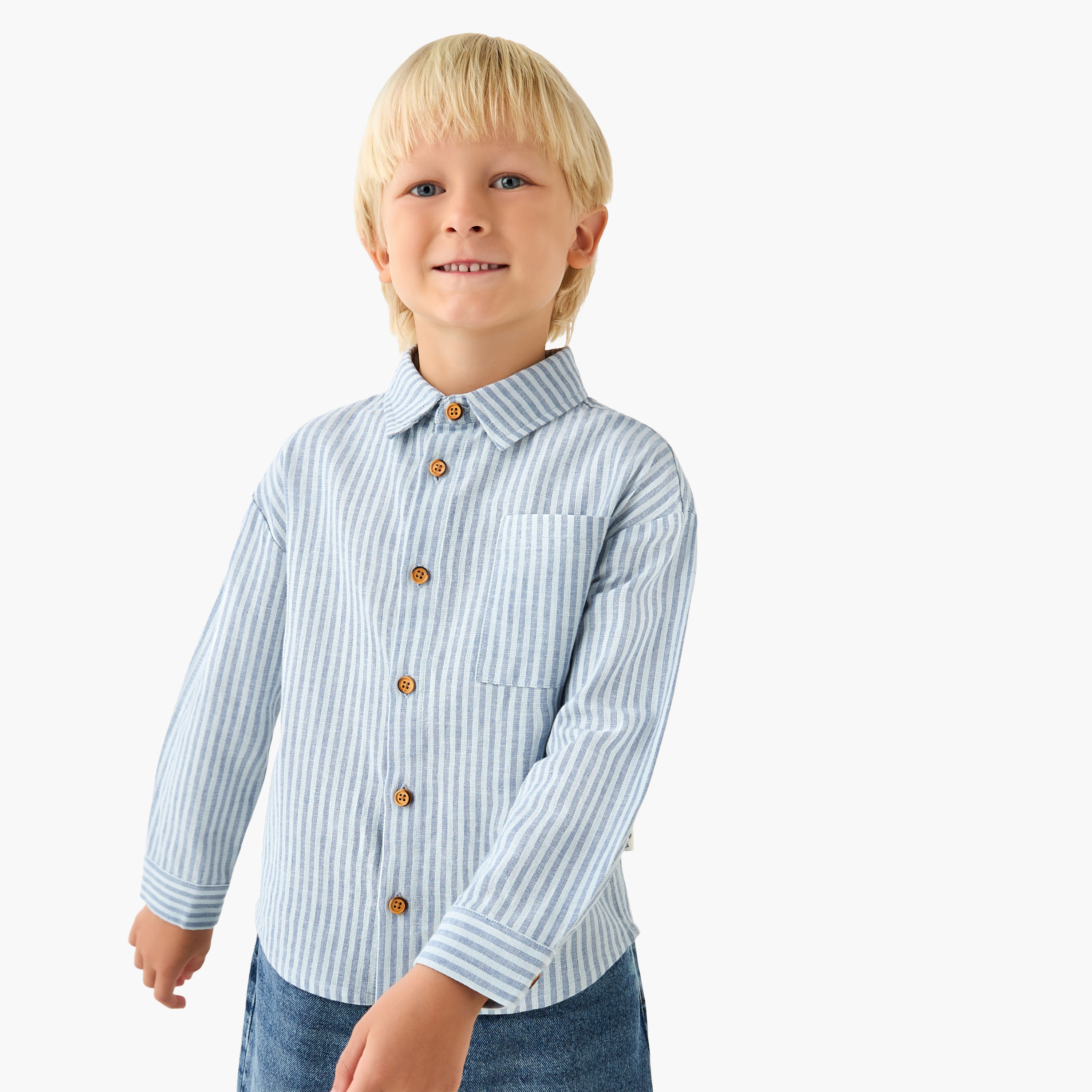 Lee Cooper Long Sleeves Shirt with Stripes-boys-clothing-shirts-image-1