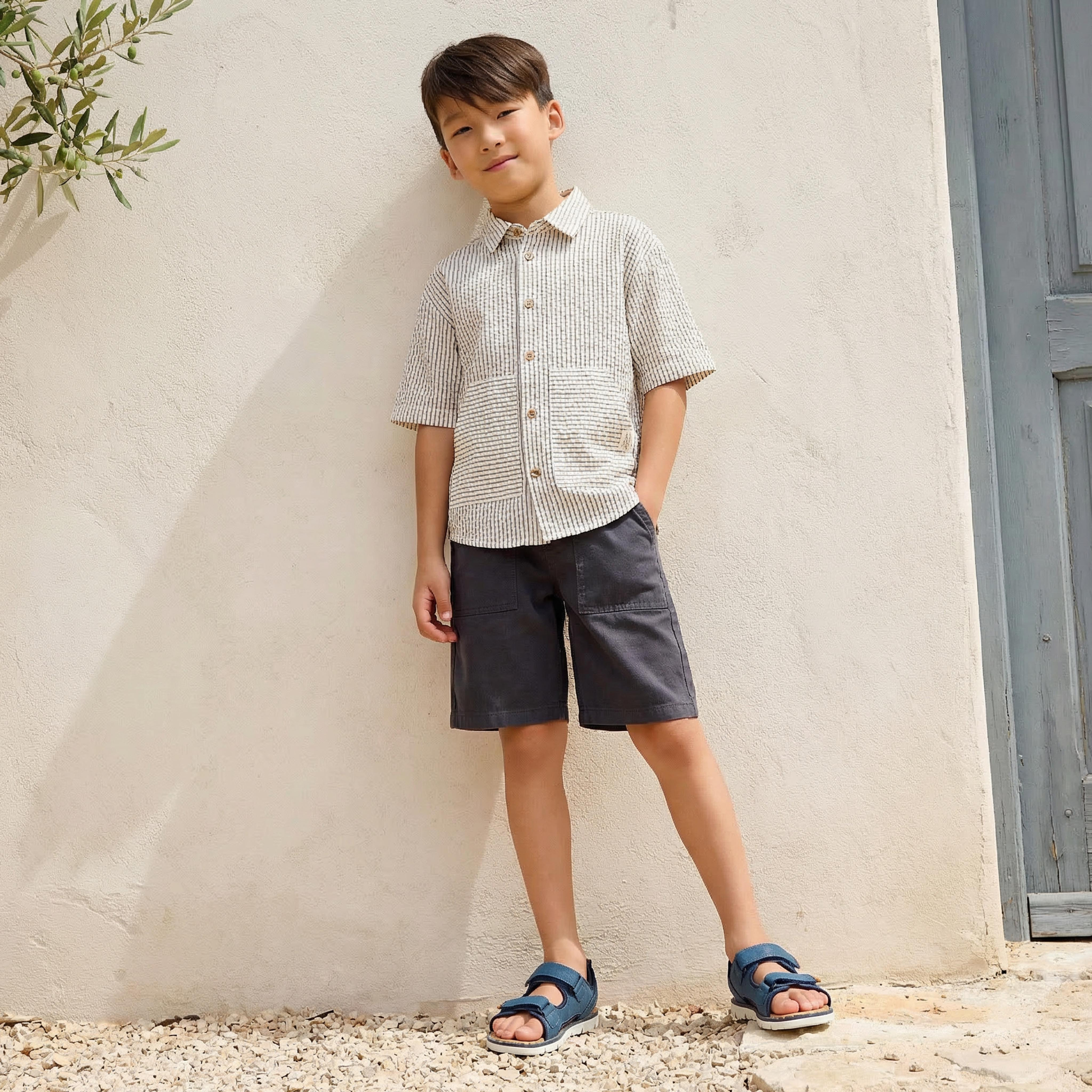 Lee Cooper Short Sleeve Shirt with Stripes-boys-clothing-shirts-image-1
