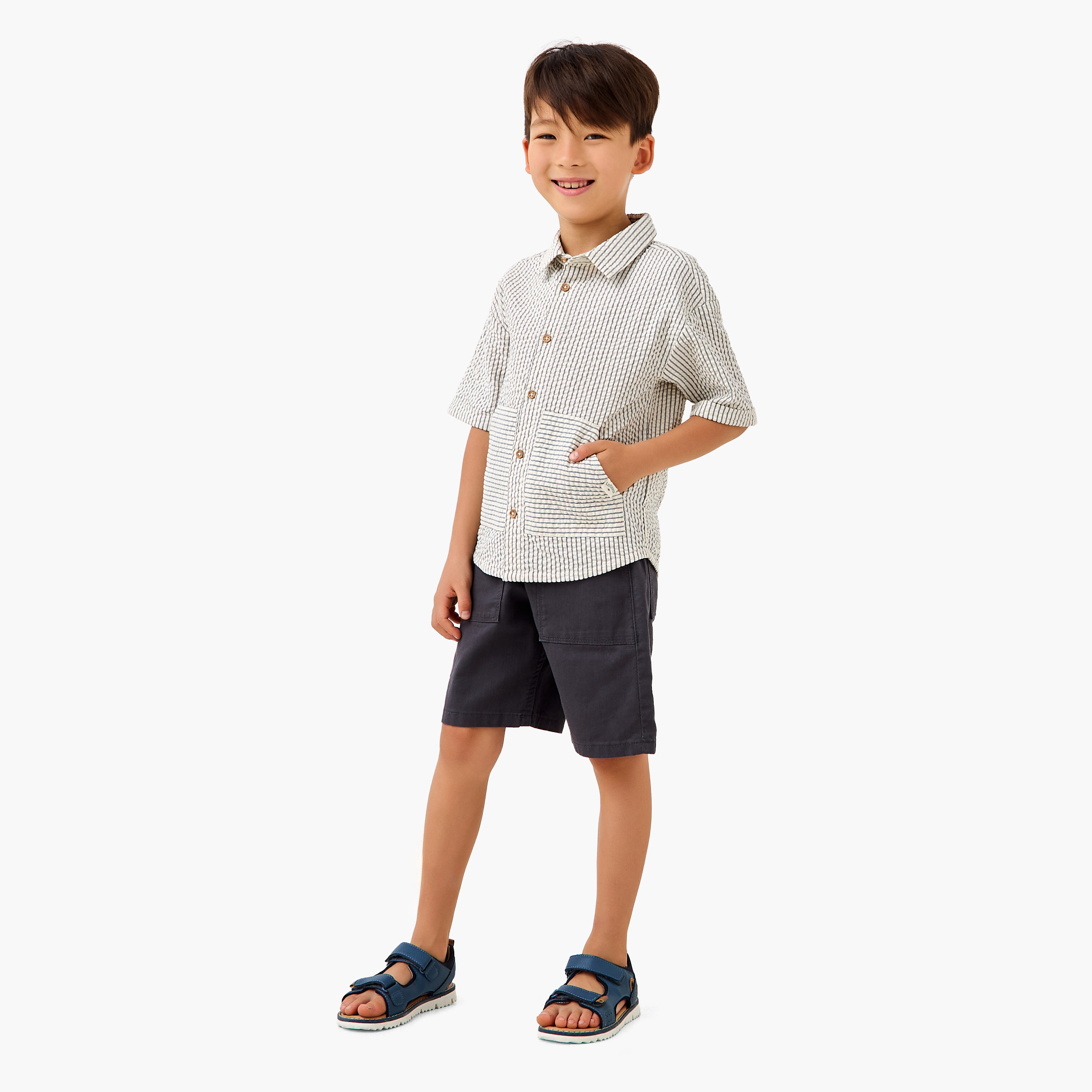 Lee Cooper Short Sleeve Shirt with Stripes-boys-clothing-shirts-image-2