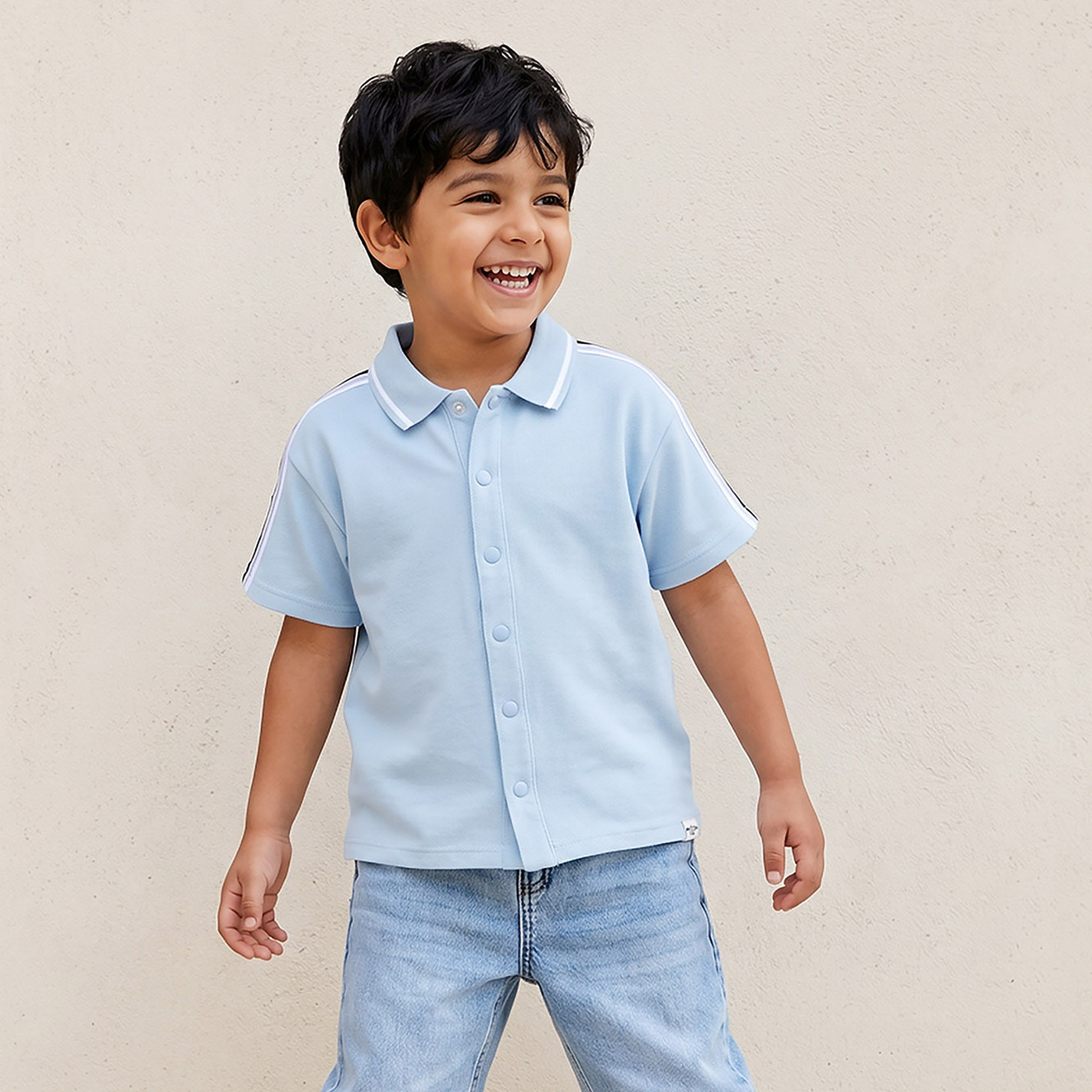 Lee Cooper Short Sleeves Shirt with Striped Collar-boys-clothing-shirts-image-1