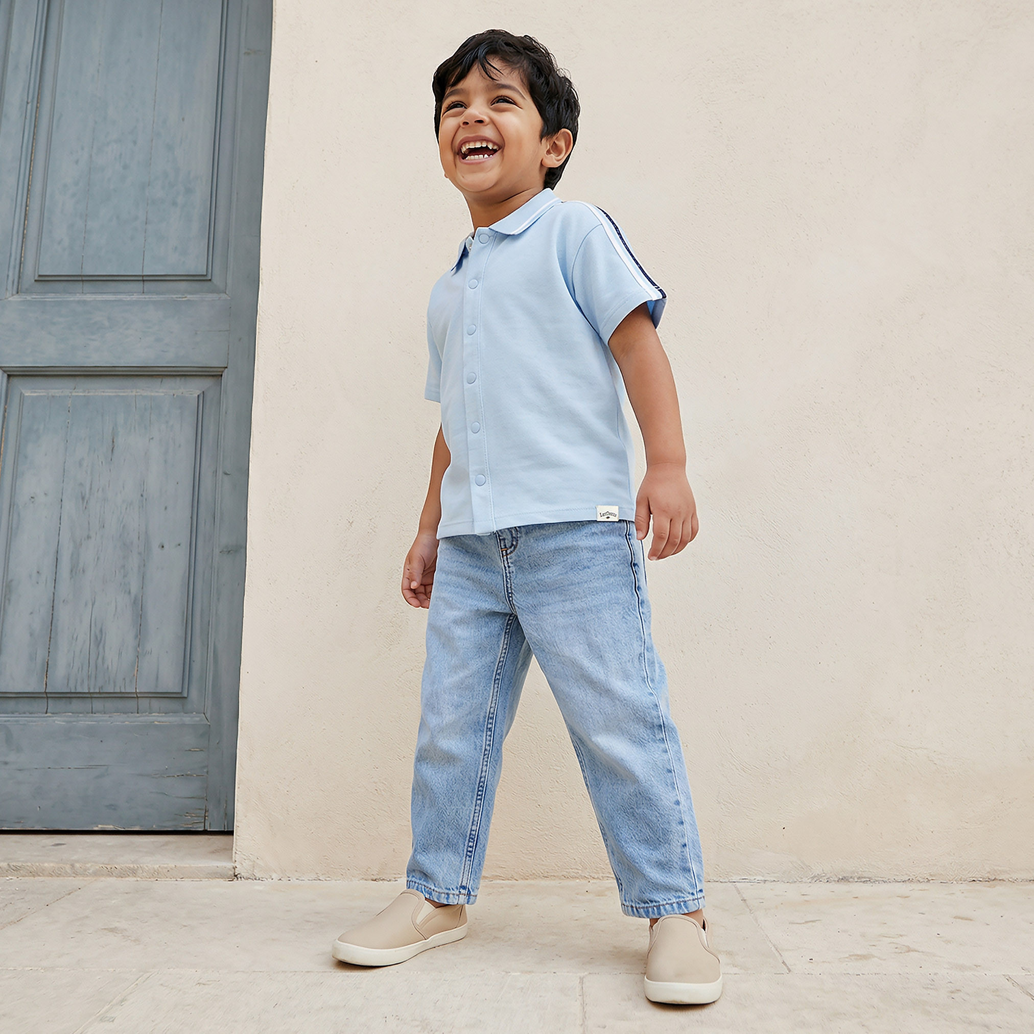 Lee Cooper Short Sleeves Shirt with Striped Collar-boys-clothing-shirts-image-2