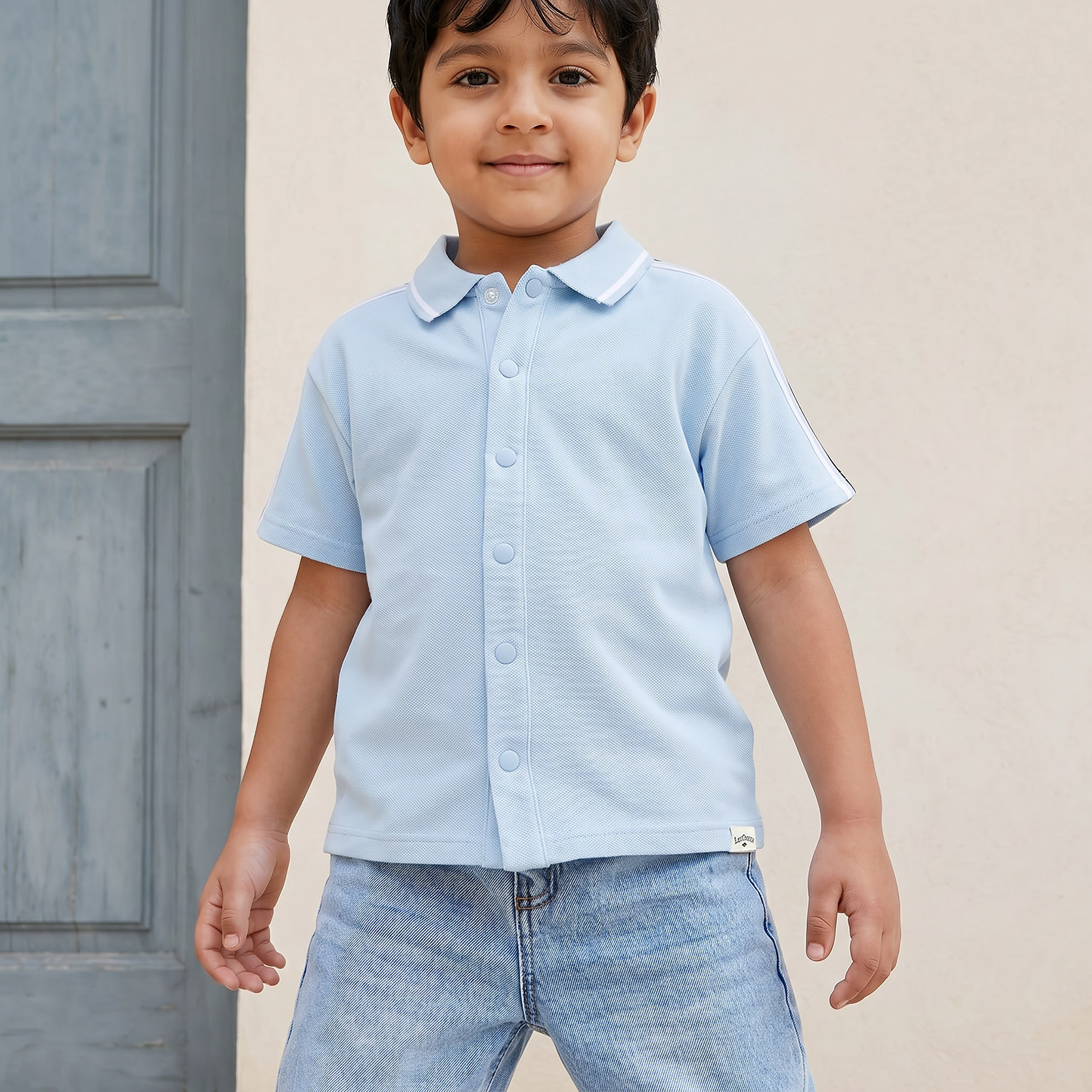 Lee Cooper Short Sleeves Shirt with Striped Collar-boys-clothing-shirts-image-5
