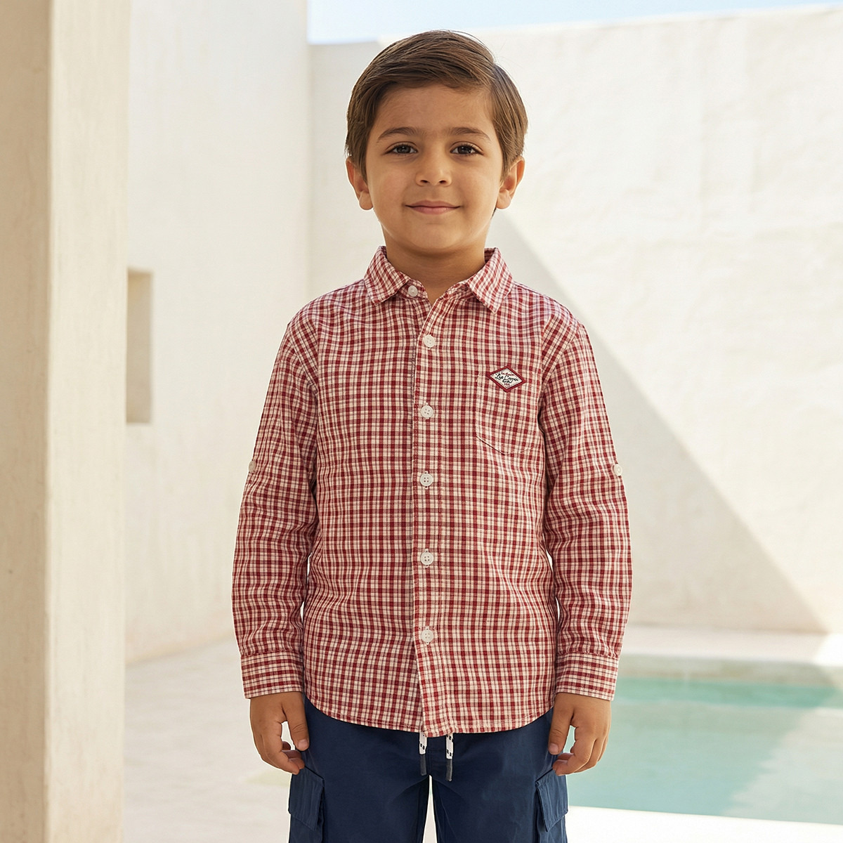 Lee Cooper Long Sleeves Shirt with Checked Design-boys-clothing-shirts-image-1