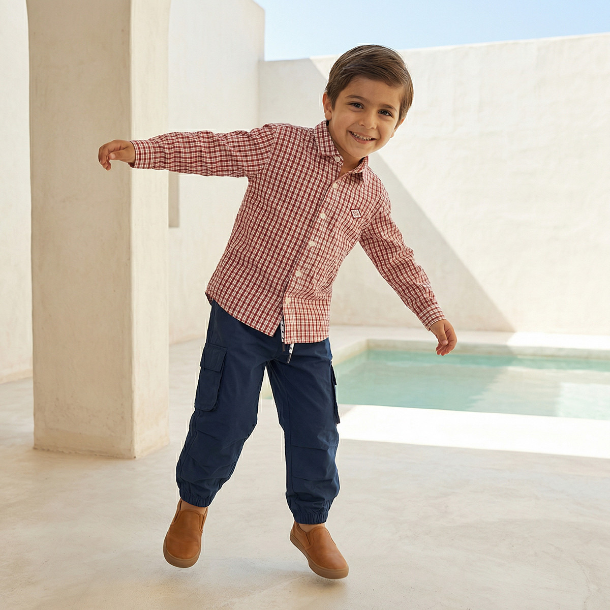 Lee Cooper Long Sleeves Shirt with Checked Design-boys-clothing-shirts-image-2