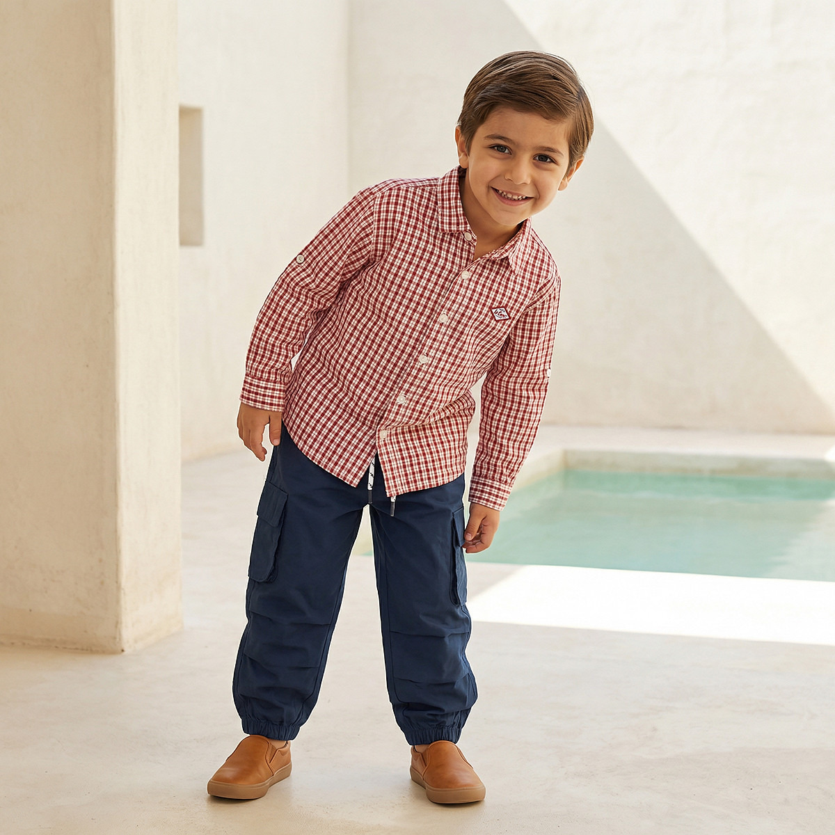 Lee Cooper Long Sleeves Shirt with Checked Design-boys-clothing-shirts-image-5