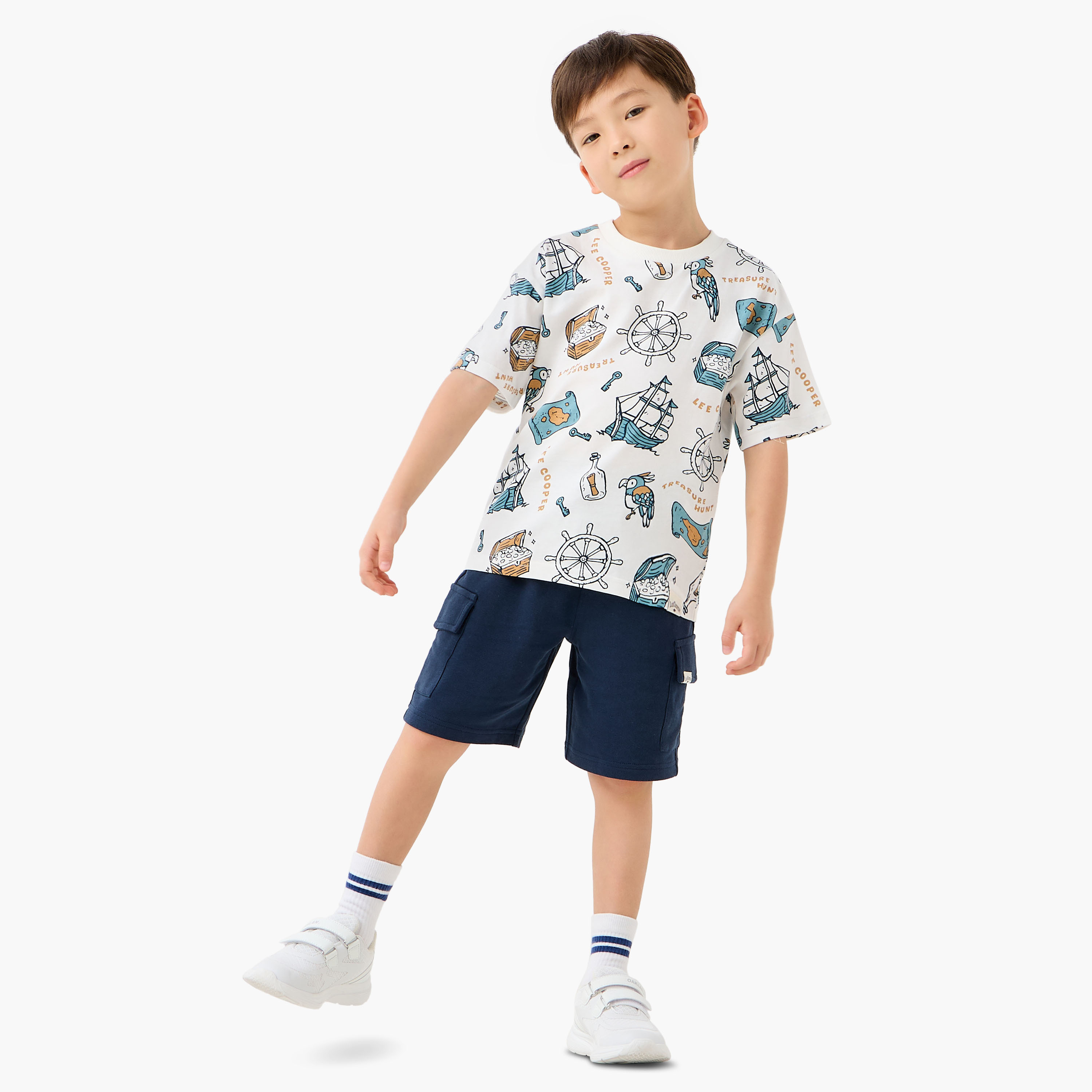 Lee Cooper Boys T-shirt and Shorts Set with Print - Cotton - Short Sleeves - Crew Neck-baby-boys-clothing-setsandcoords-image-1