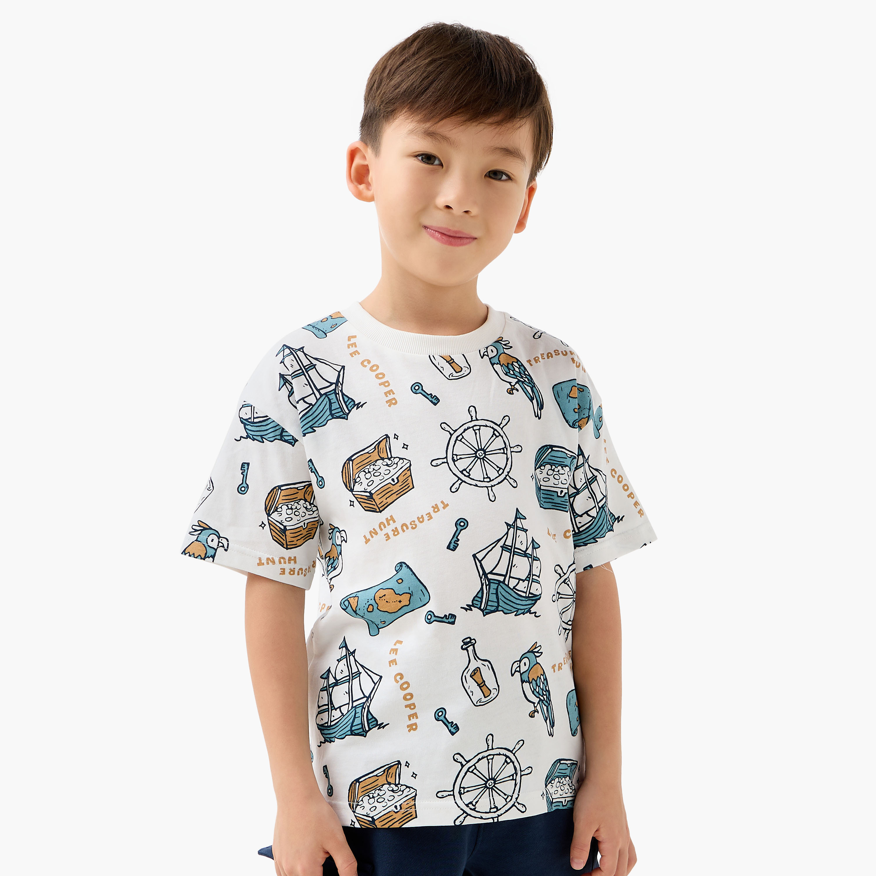 Lee Cooper Boys T-shirt and Shorts Set with Print - Cotton - Short Sleeves - Crew Neck-baby-boys-clothing-setsandcoords-image-2