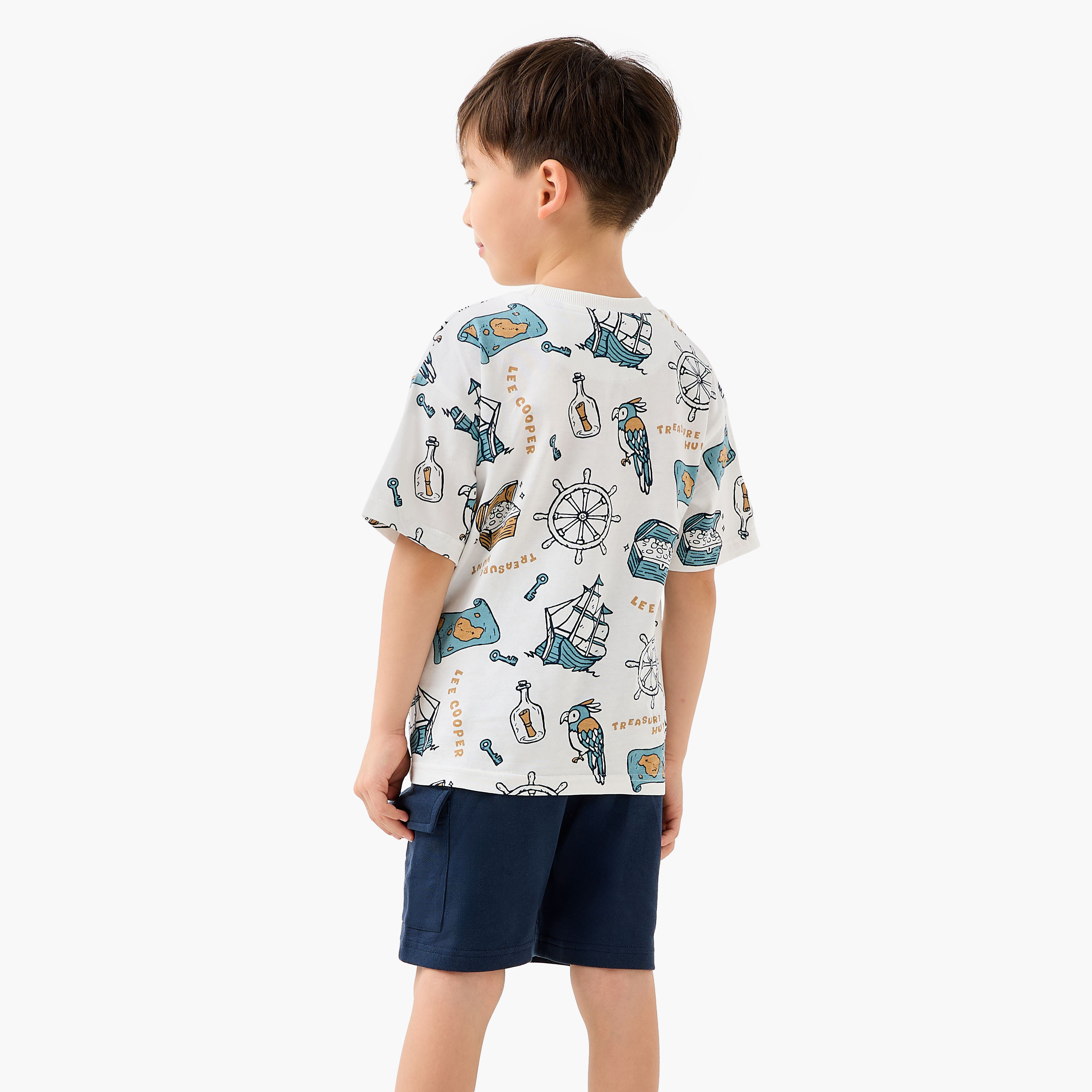 Lee Cooper Boys T-shirt and Shorts Set with Print - Cotton - Short Sleeves - Crew Neck-baby-boys-clothing-setsandcoords-image-4