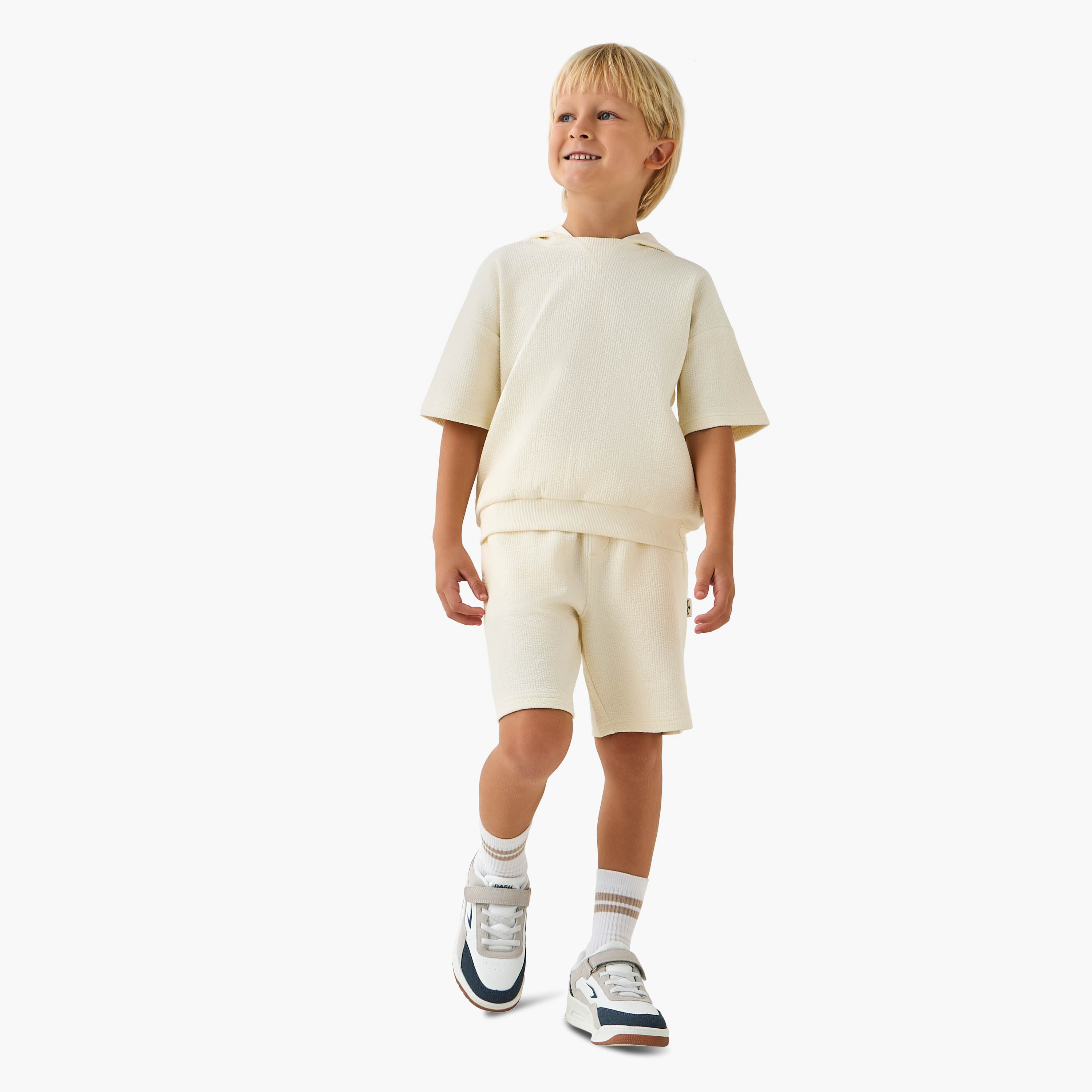 Lee Cooper Hooded Short Sleeves T-shirt and Shorts Set with Textured Design-baby-boys-clothing-setsandcoords-image-1