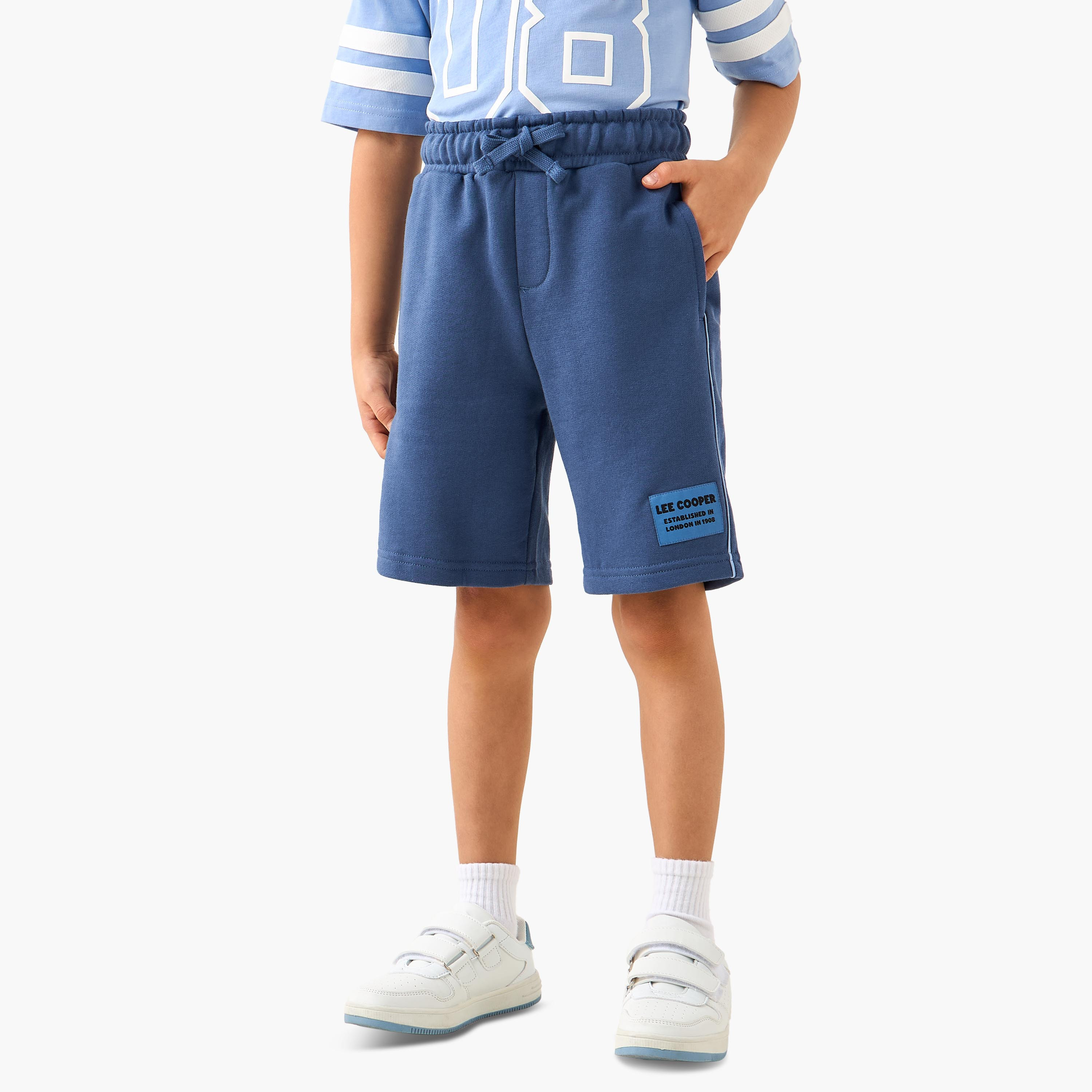 Lee Cooper V-neck Short Sleeves T-shirt and Shorts Set with Varsity Print-boys-clothing-setsandcoords-image-3