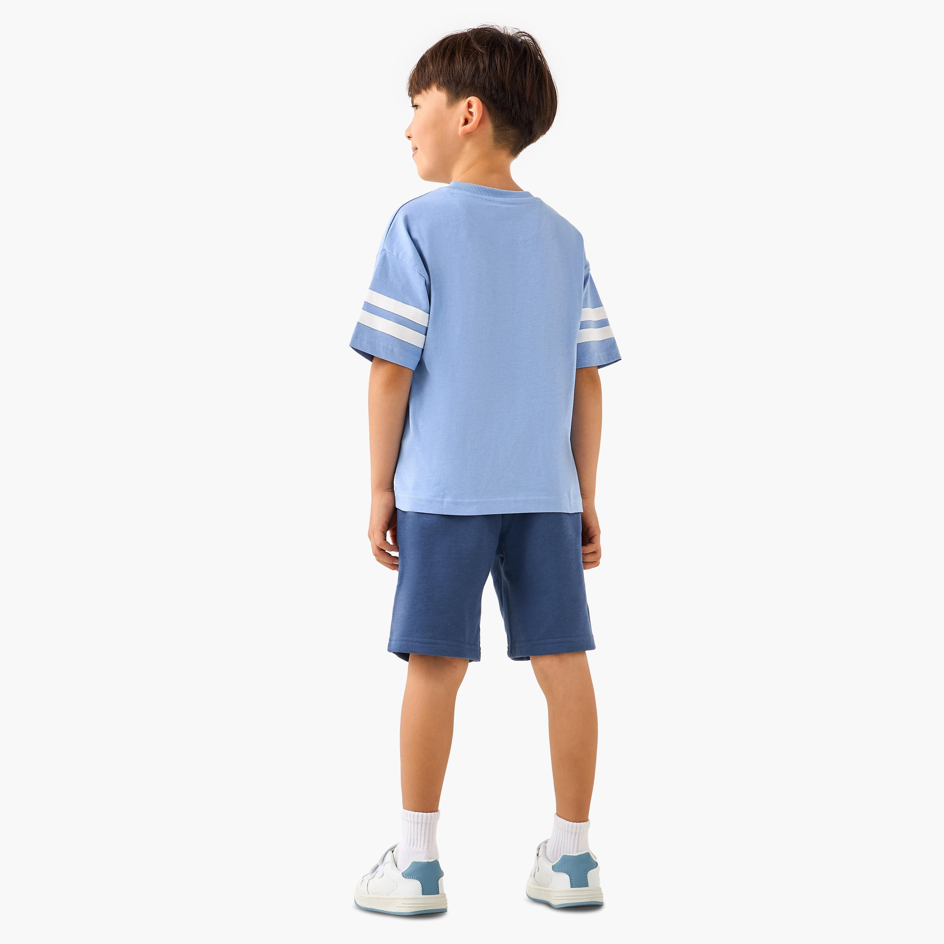 Lee Cooper V-neck Short Sleeves T-shirt and Shorts Set with Varsity Print-boys-clothing-setsandcoords-image-4