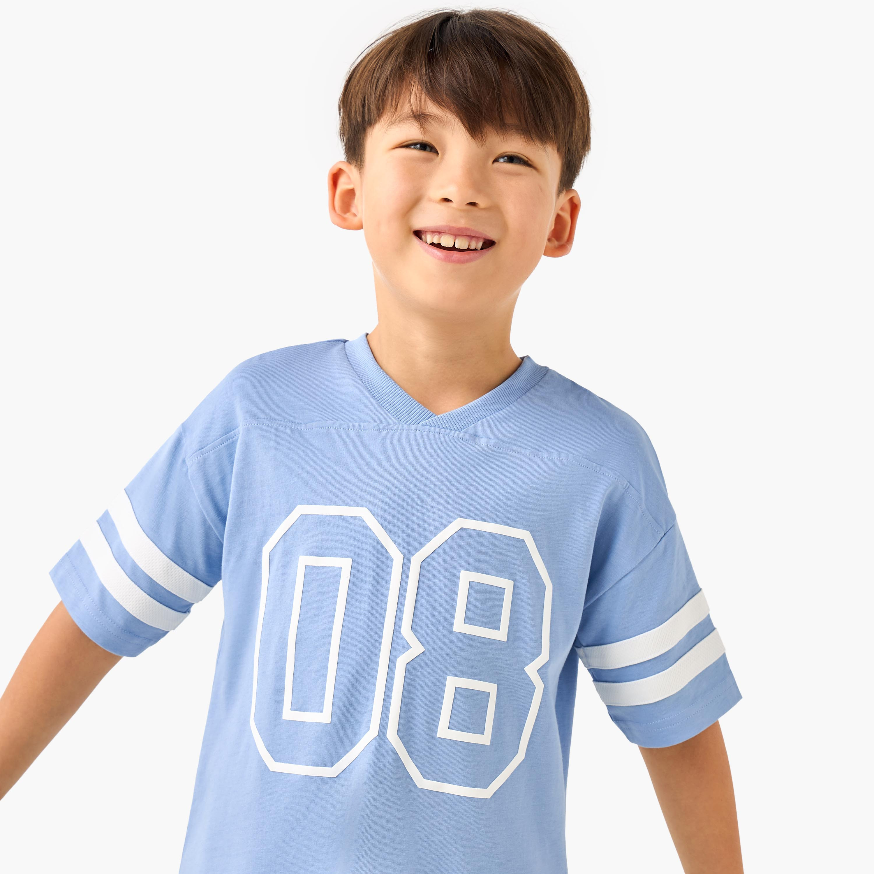 Lee Cooper V-neck Short Sleeves T-shirt and Shorts Set with Varsity Print-boys-clothing-setsandcoords-image-5