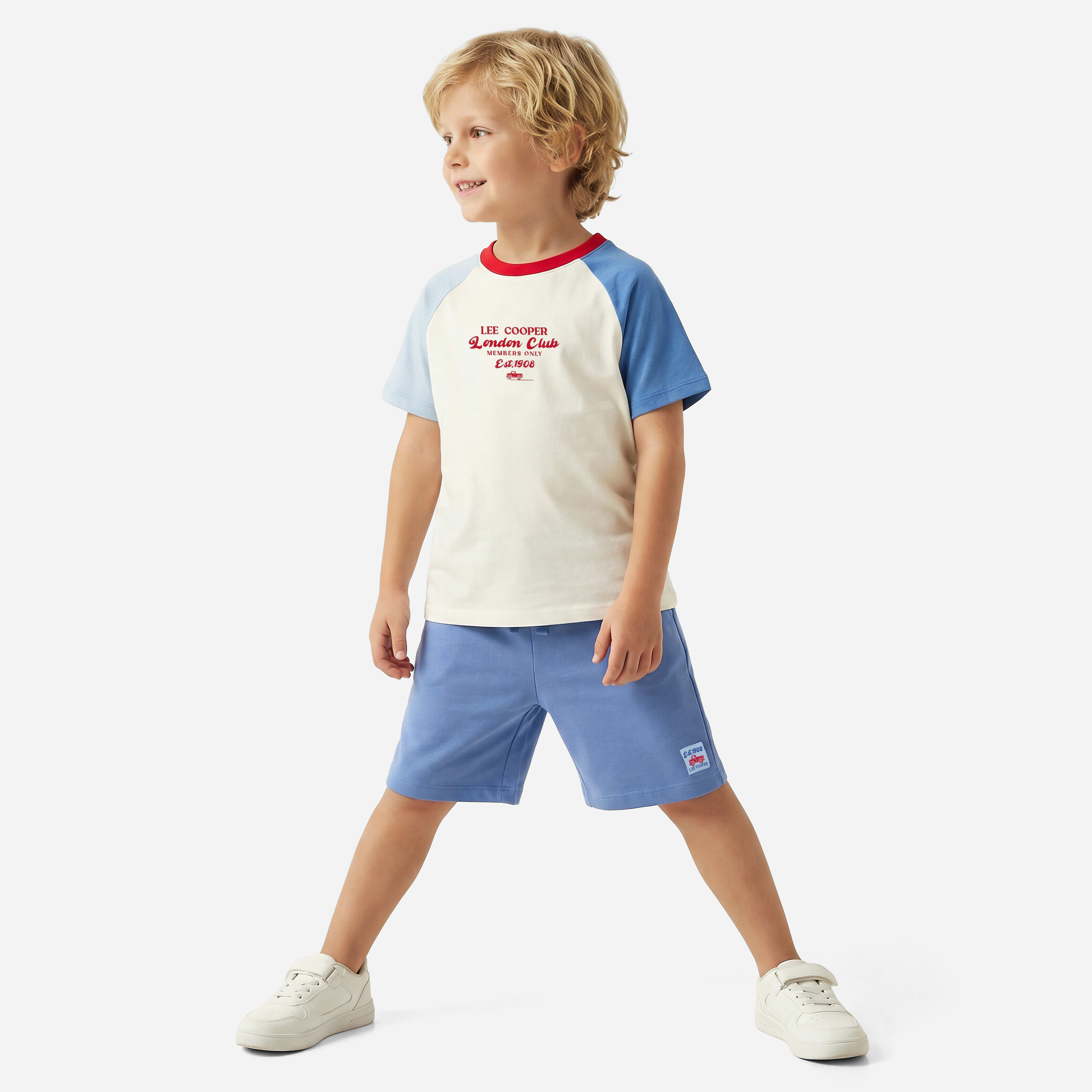 Lee Cooper Crew Neck Short Sleeves T-shirt and Shorts Set with Logo Print-baby-boys-clothing-setsandcoords-image-1
