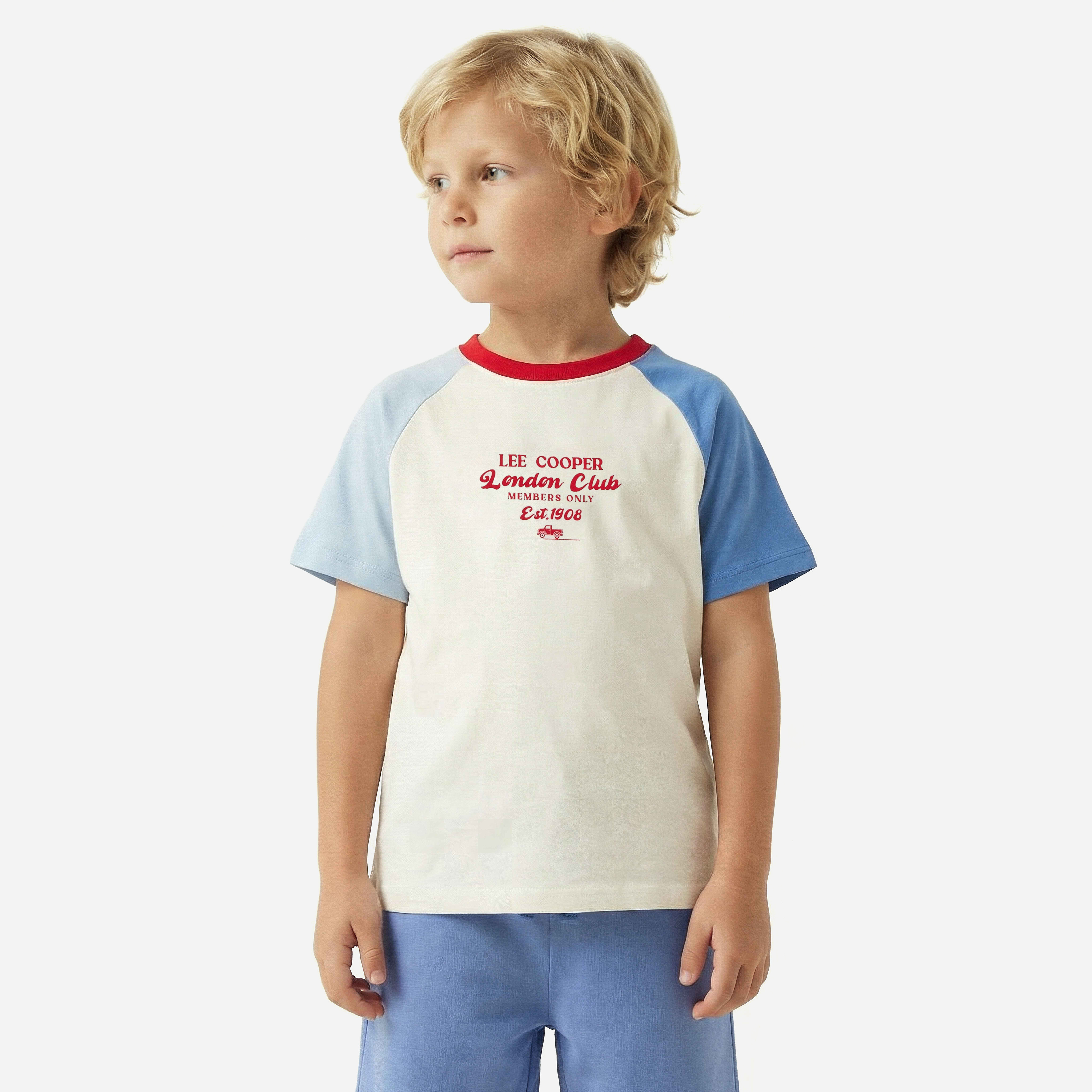 Lee Cooper Crew Neck Short Sleeves T-shirt and Shorts Set with Logo Print-baby-boys-clothing-setsandcoords-image-2