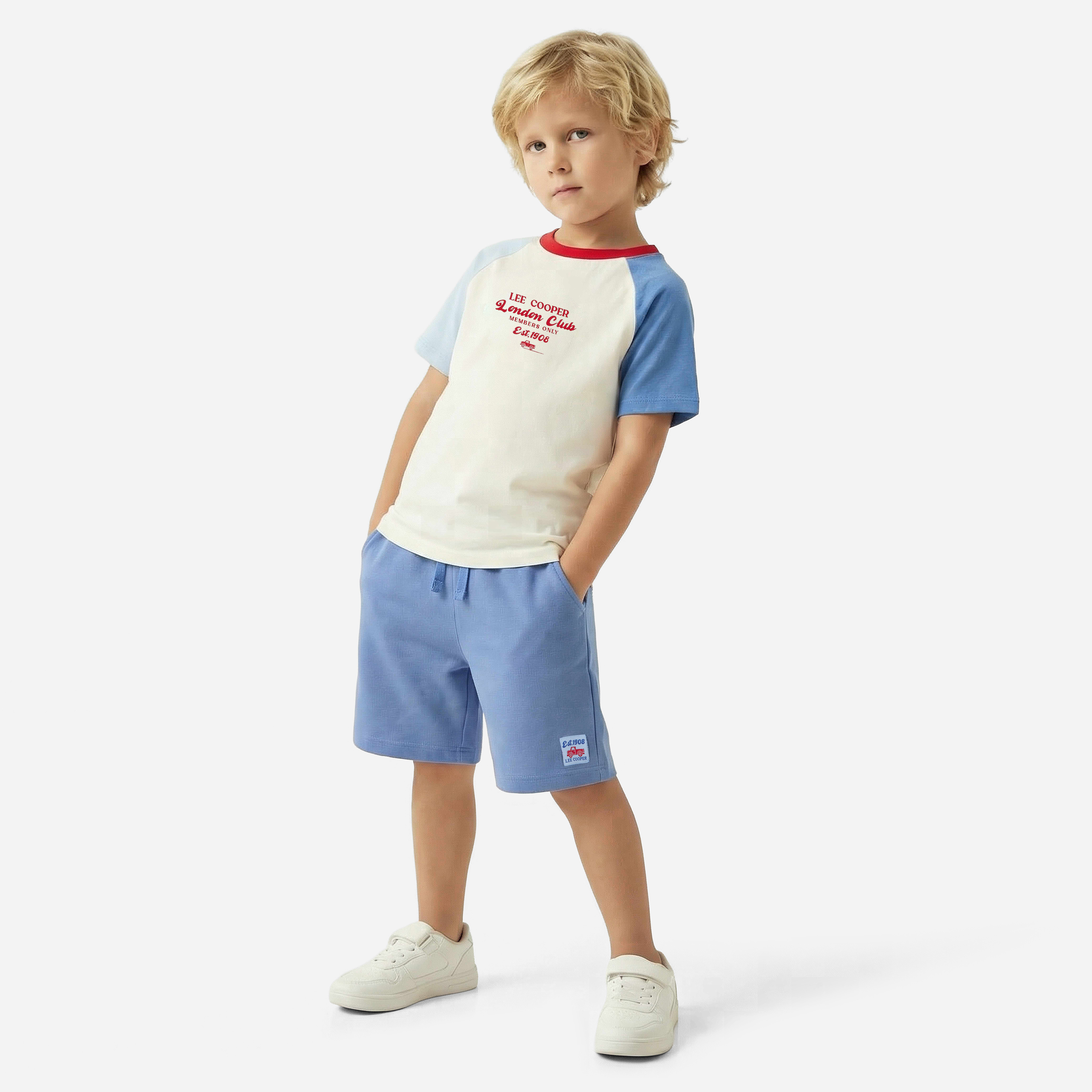 Lee Cooper Crew Neck Short Sleeves T-shirt and Shorts Set with Logo Print-baby-boys-clothing-setsandcoords-image-7