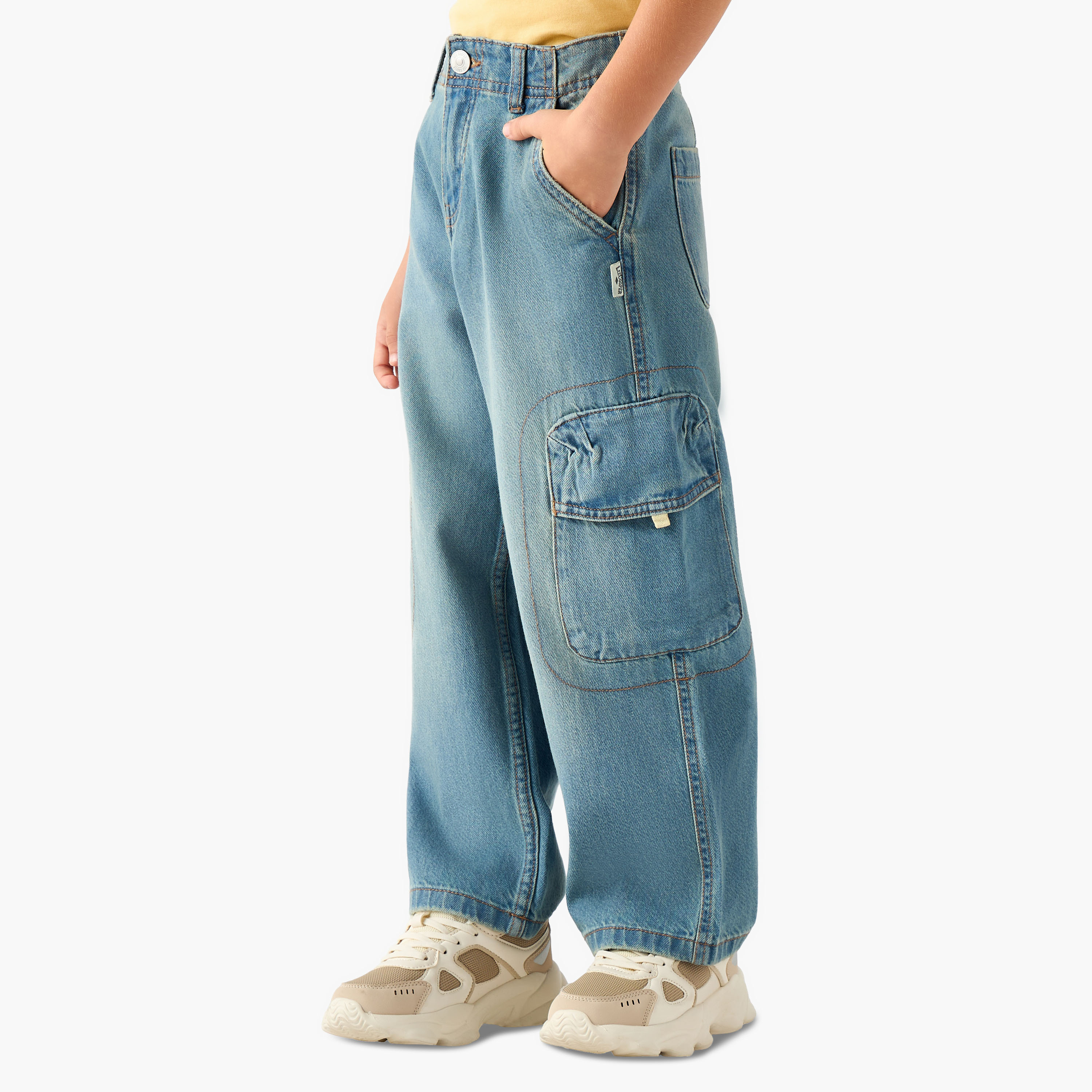 Lee Cooper Mid-Rise Relaxed Fit Cargo Jeans-baby-boys-clothing-bottoms-jeans-image-1