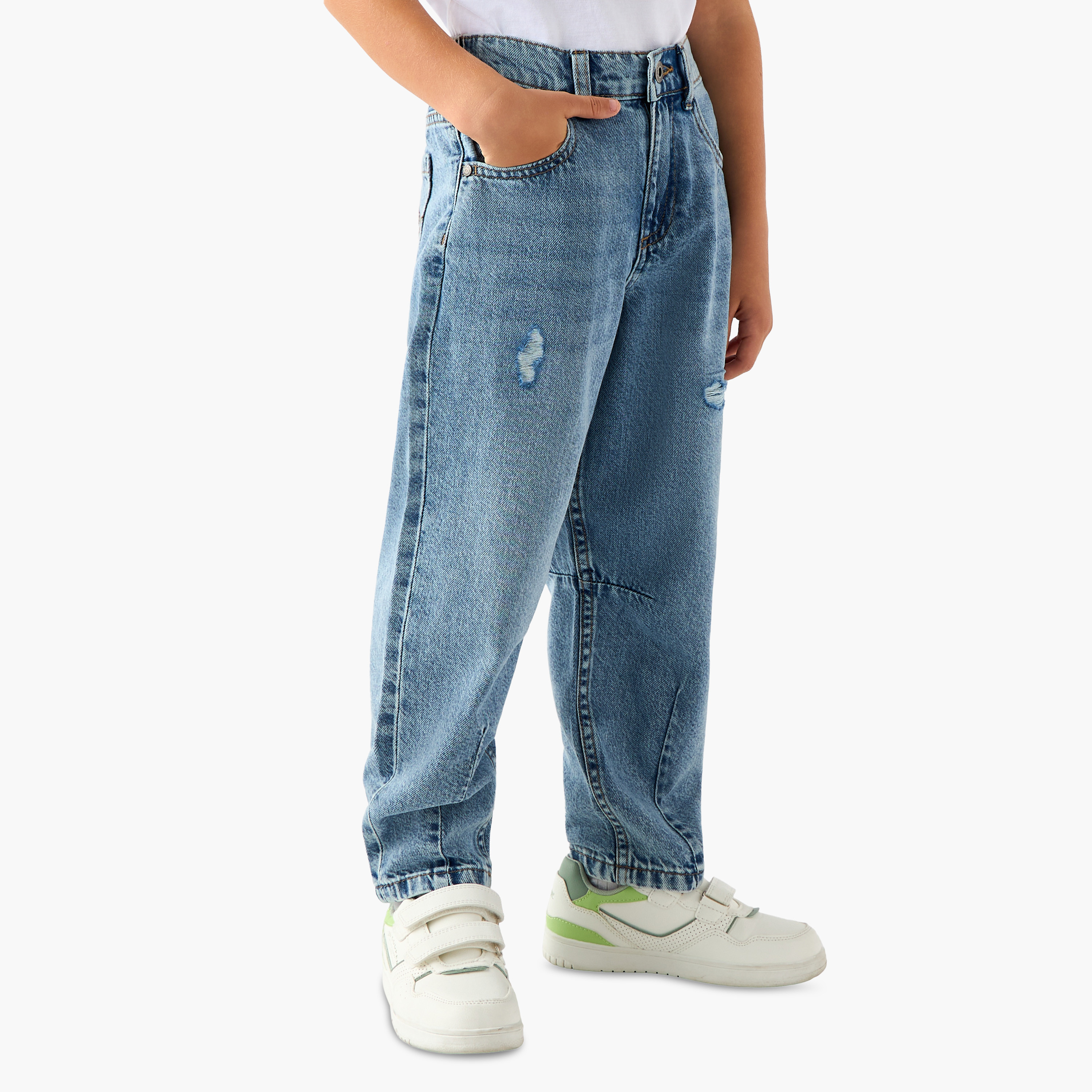 Lee Cooper Mid-Rise Relaxed Fit Jeans with Distressed Design-baby-boys-clothing-bottoms-jeans-image-1