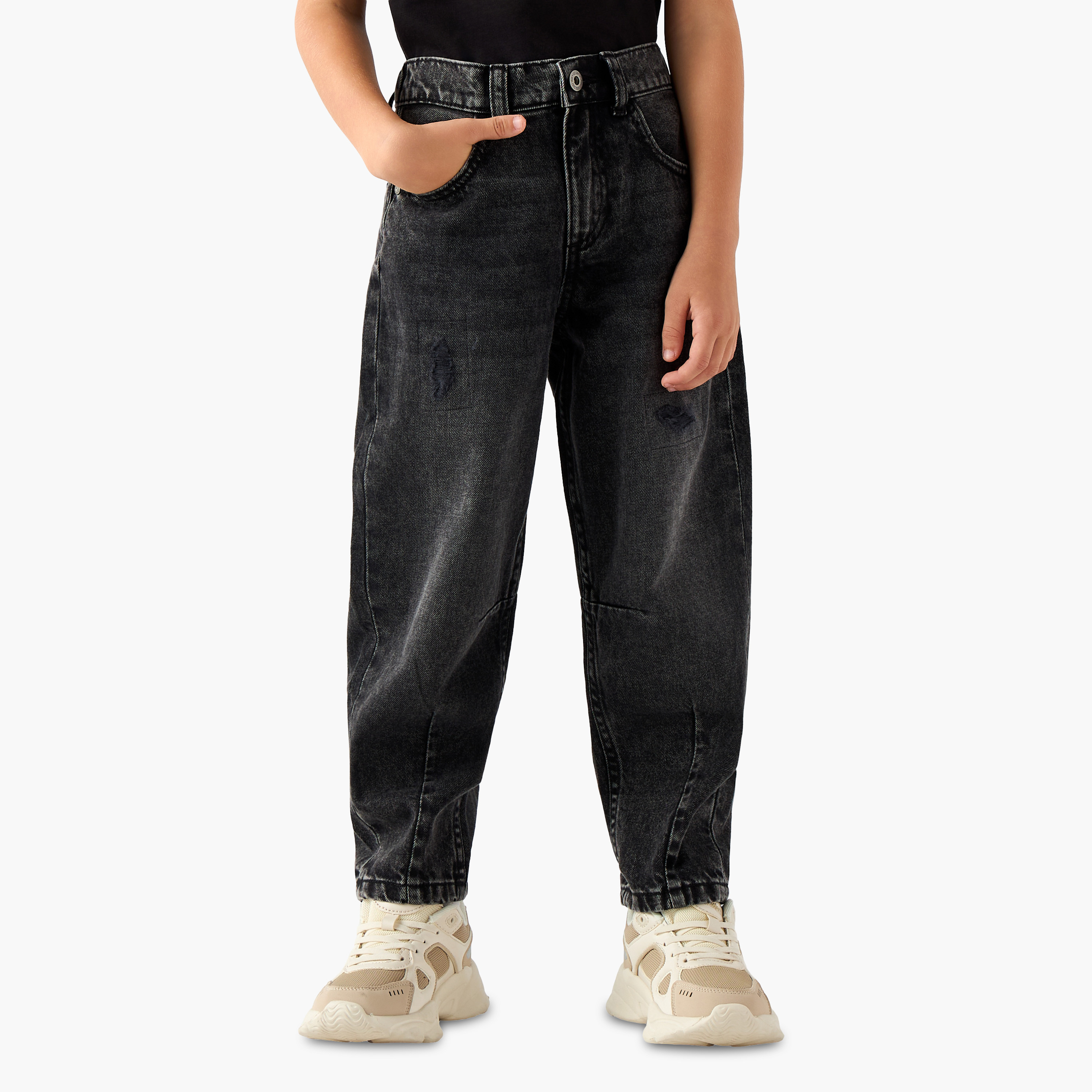 Lee Cooper Mid-Rise Relaxed Fit Jeans with Distressed Design-baby-boys-clothing-bottoms-jeans-image-1
