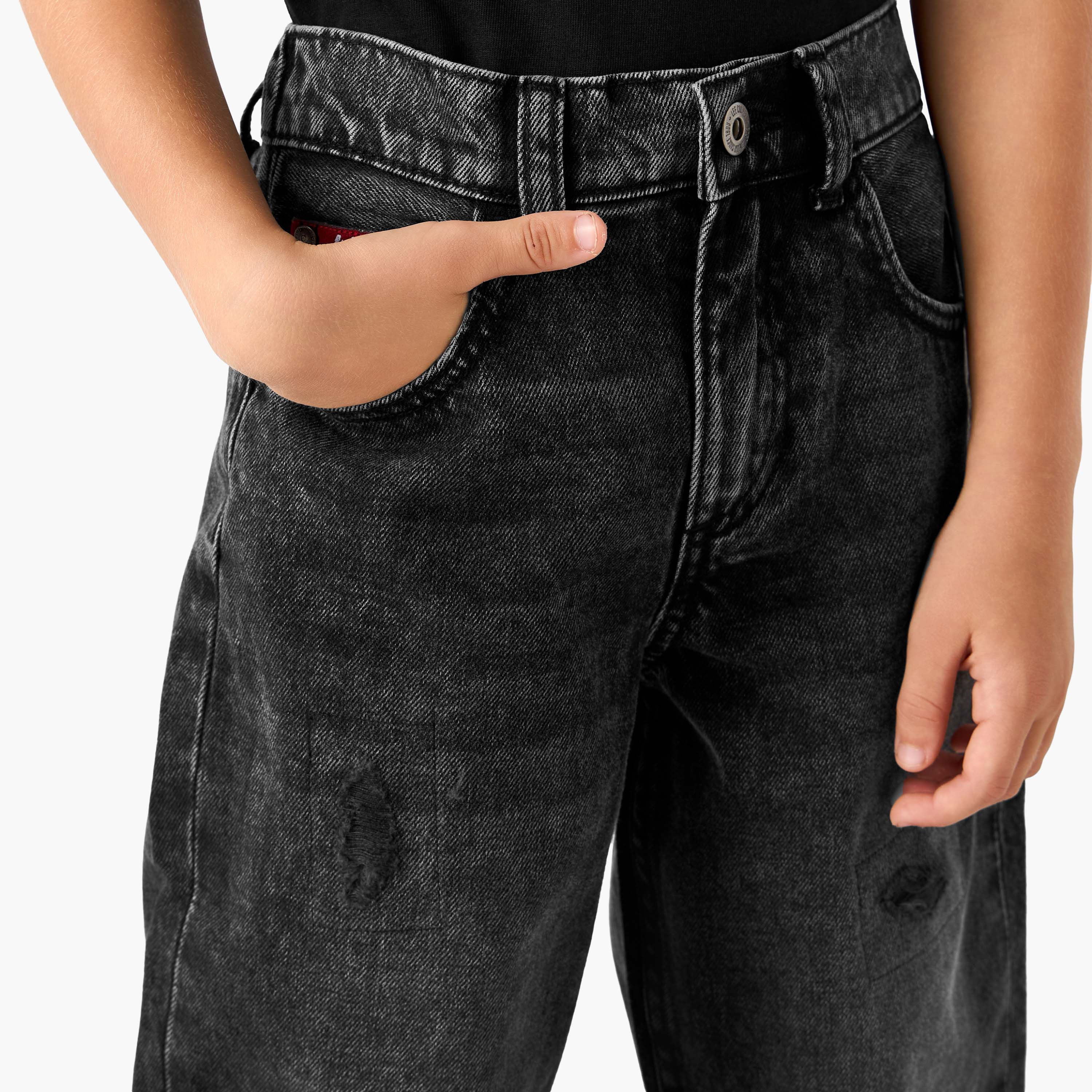 Lee Cooper Mid-Rise Relaxed Fit Jeans with Distressed Design-baby-boys-clothing-bottoms-jeans-image-4
