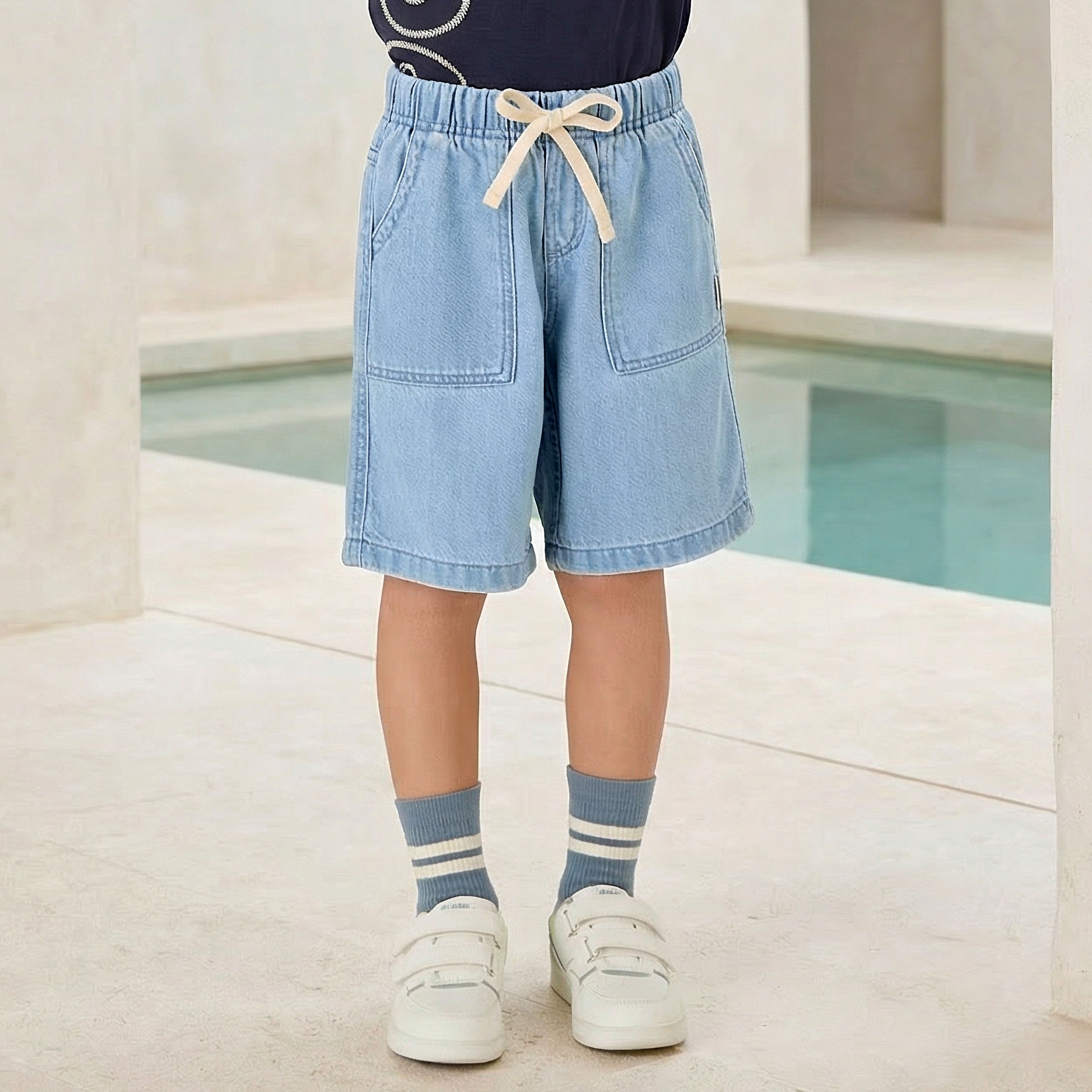 Lee Cooper Drawstring Denim Shorts with Pockets-boys-clothing-bottoms-shorts-image-1