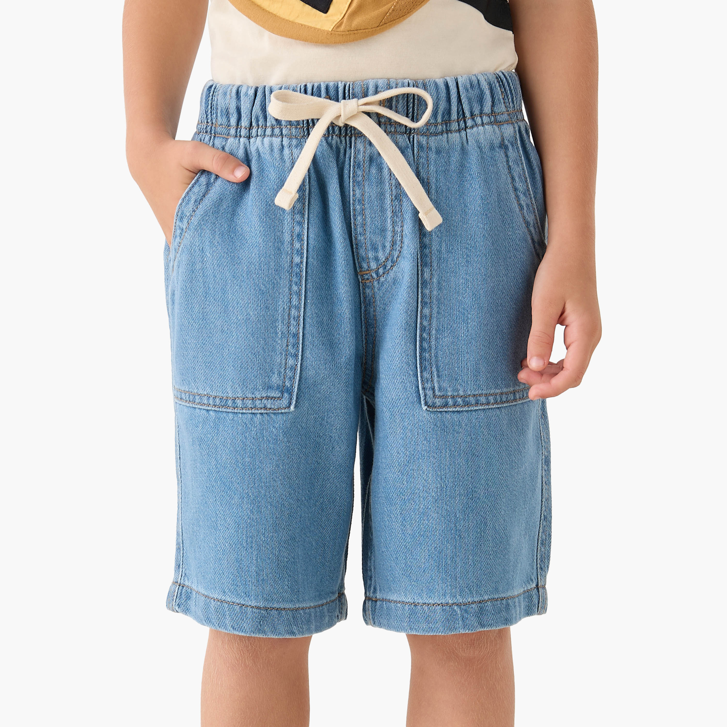 Lee Cooper Drawstring Denim Shorts with Pockets-boys-clothing-bottoms-shorts-image-1