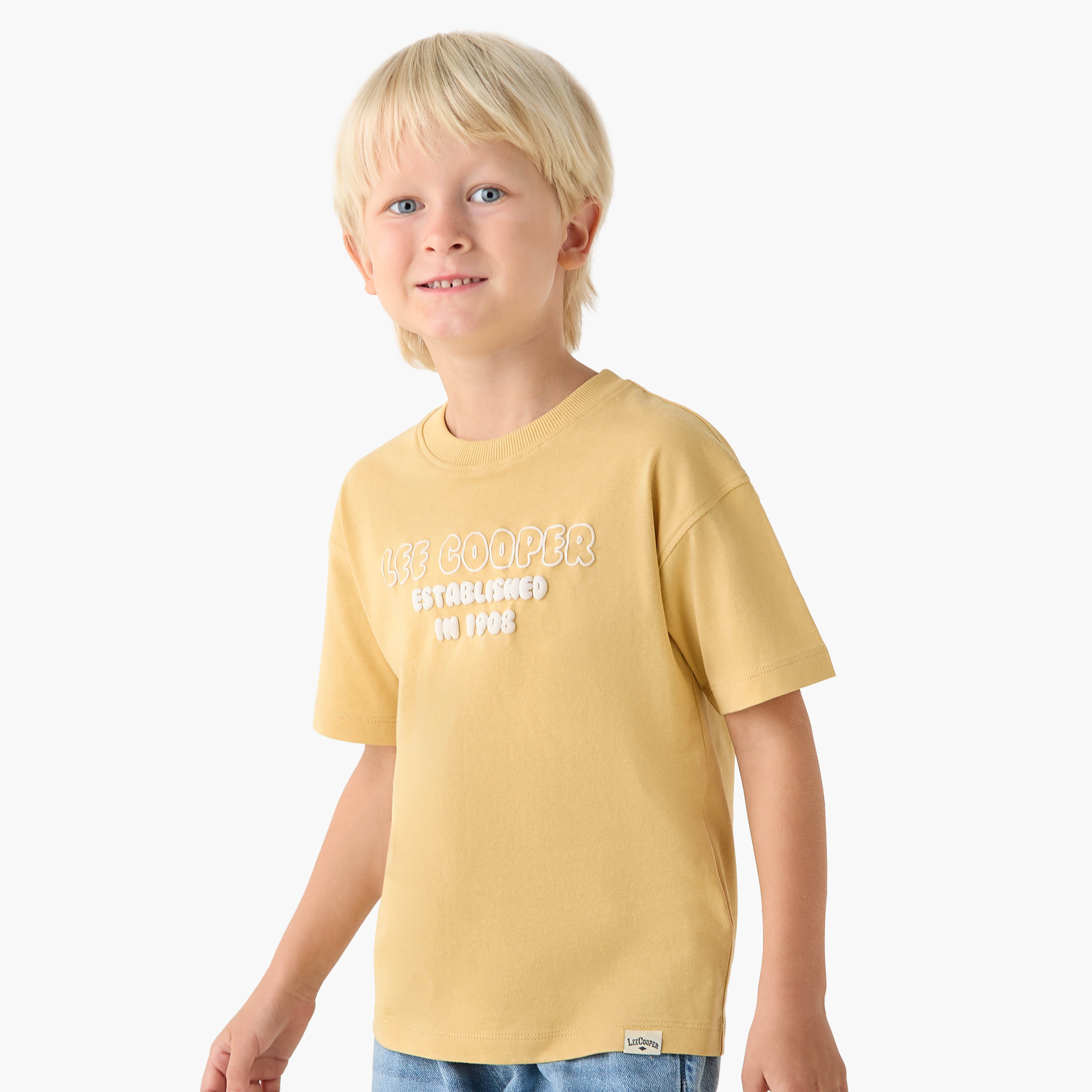 Lee Cooper Crew Neck Short Sleeves T-shirt and Shorts Set with Logo Print-boys-clothing-setsandcoords-image-2