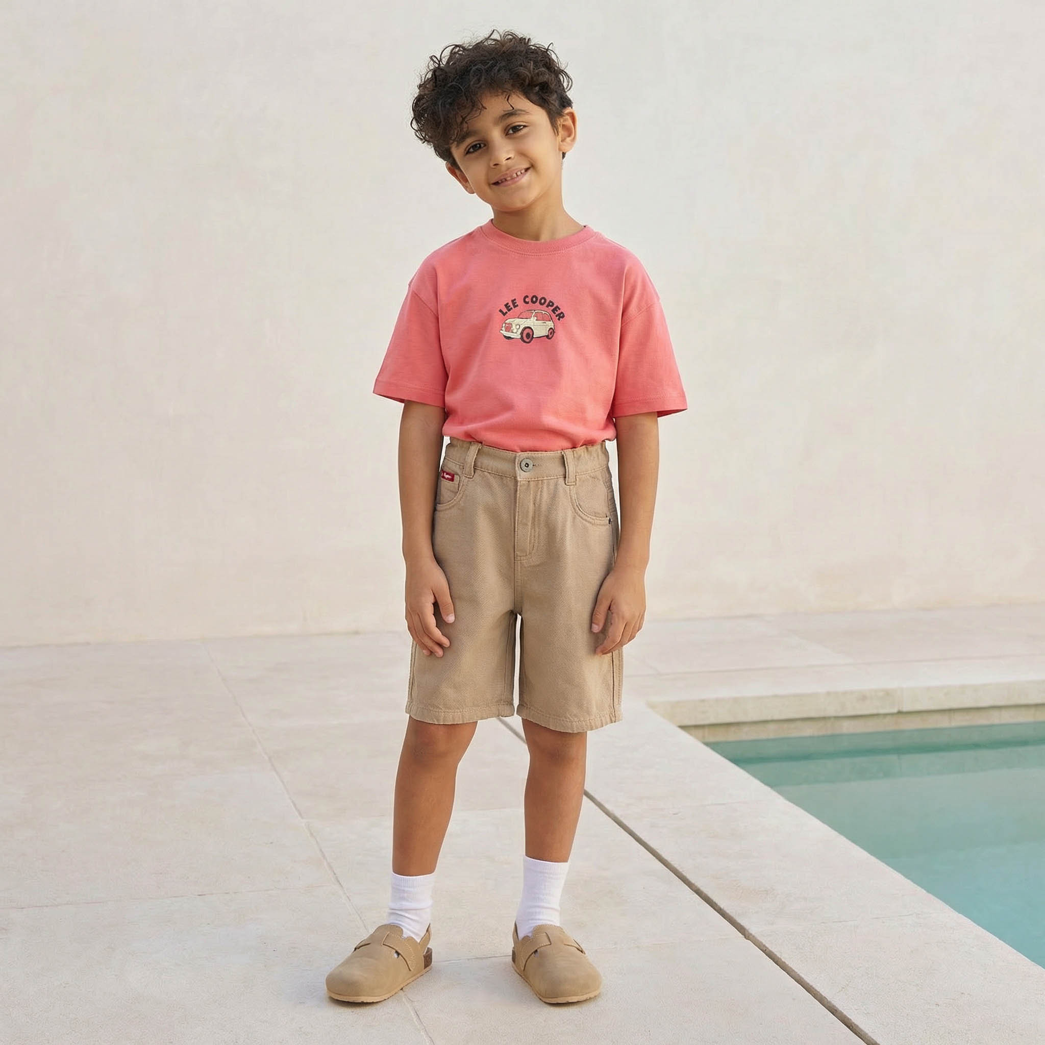 Lee Cooper Crew Neck Short Sleeves T-shirt and Shorts Set with Graphic Print-boys-clothing-setsandcoords-image-1