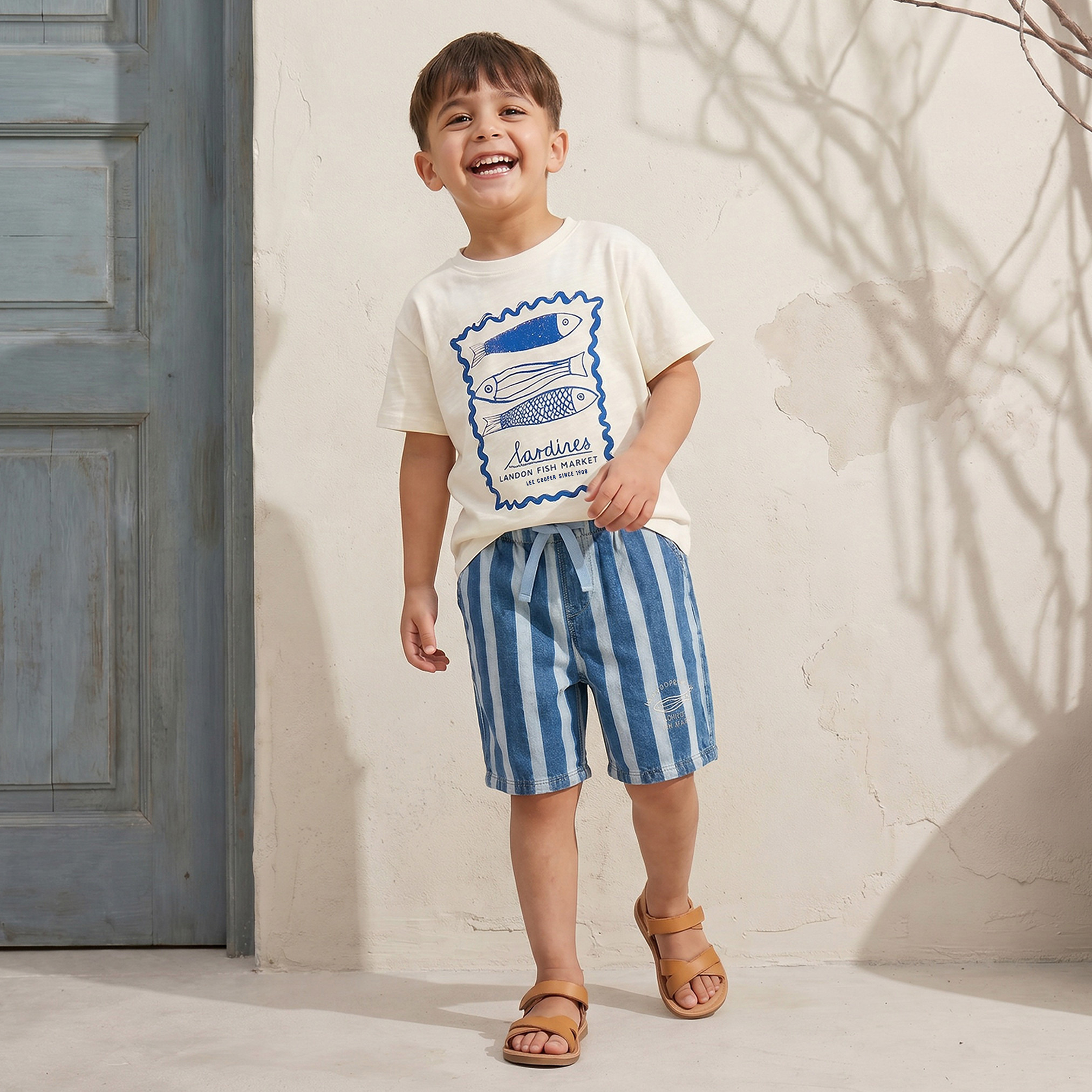 Lee Cooper Crew Neck Short Sleeves T-shirt and Shorts Set with Graphic Print-baby-boys-clothing-setsandcoords-image-7