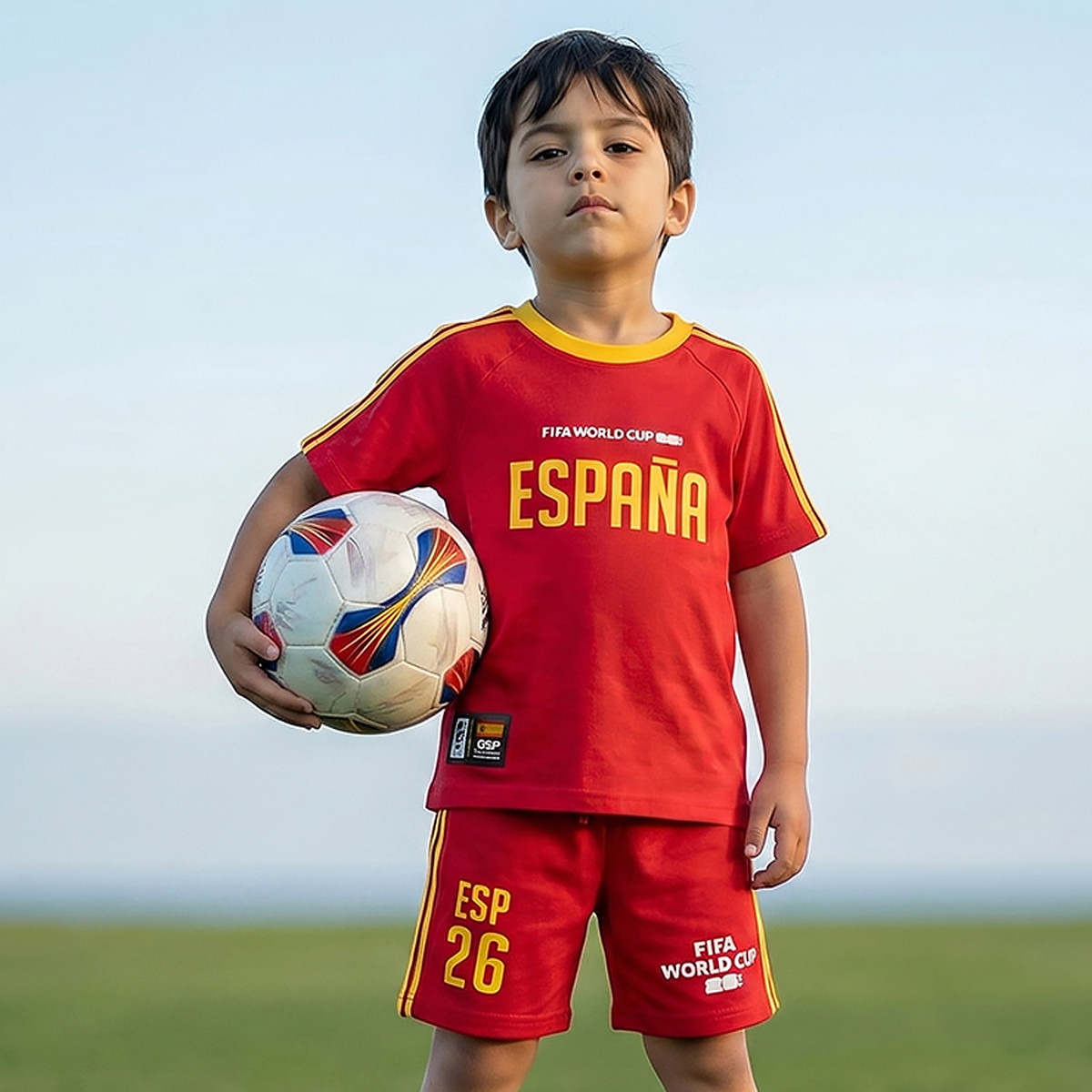 FIFA Crew Neck Short Sleeves T-shirt and Shorts Set with Espana World Cup Print-boys-clothing-sportswear-sets-image-2