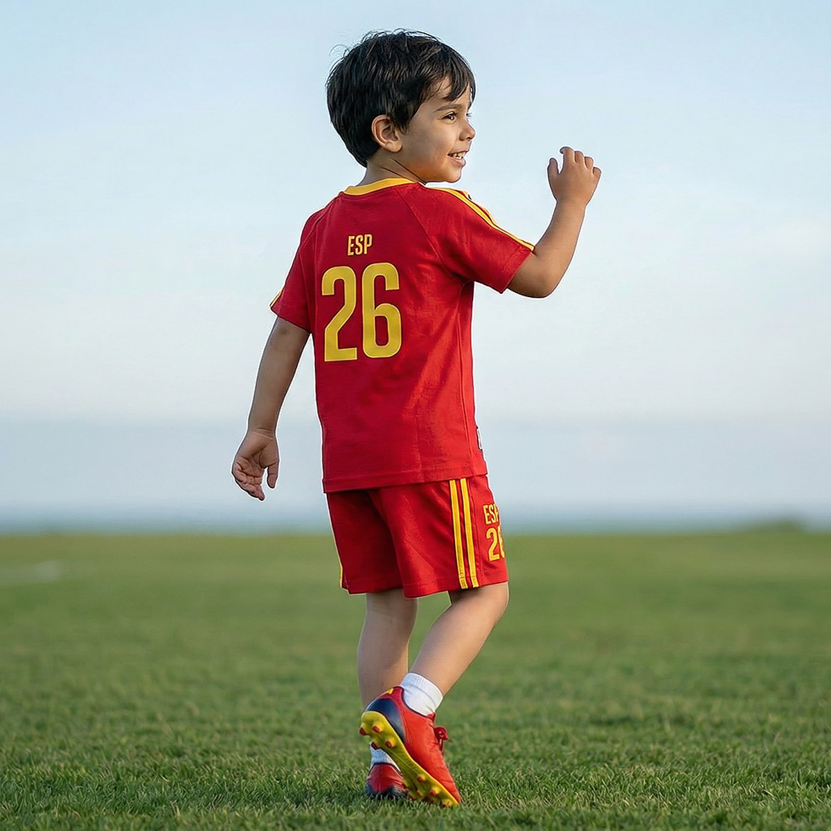 FIFA Crew Neck Short Sleeves T-shirt and Shorts Set with Espana World Cup Print-boys-clothing-sportswear-sets-image-3