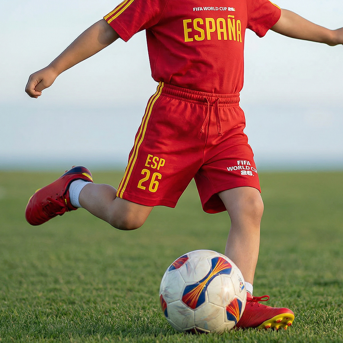 FIFA Crew Neck Short Sleeves T-shirt and Shorts Set with Espana World Cup Print-boys-clothing-sportswear-sets-image-4