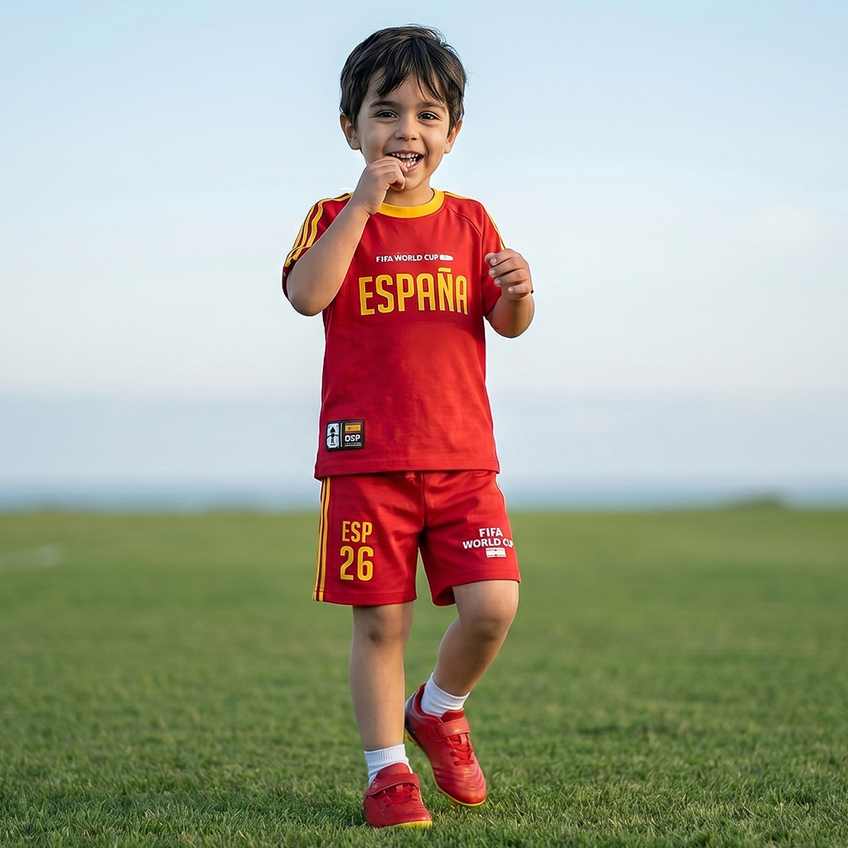 FIFA Crew Neck Short Sleeves T-shirt and Shorts Set with Espana World Cup Print-boys-clothing-sportswear-sets-image-7