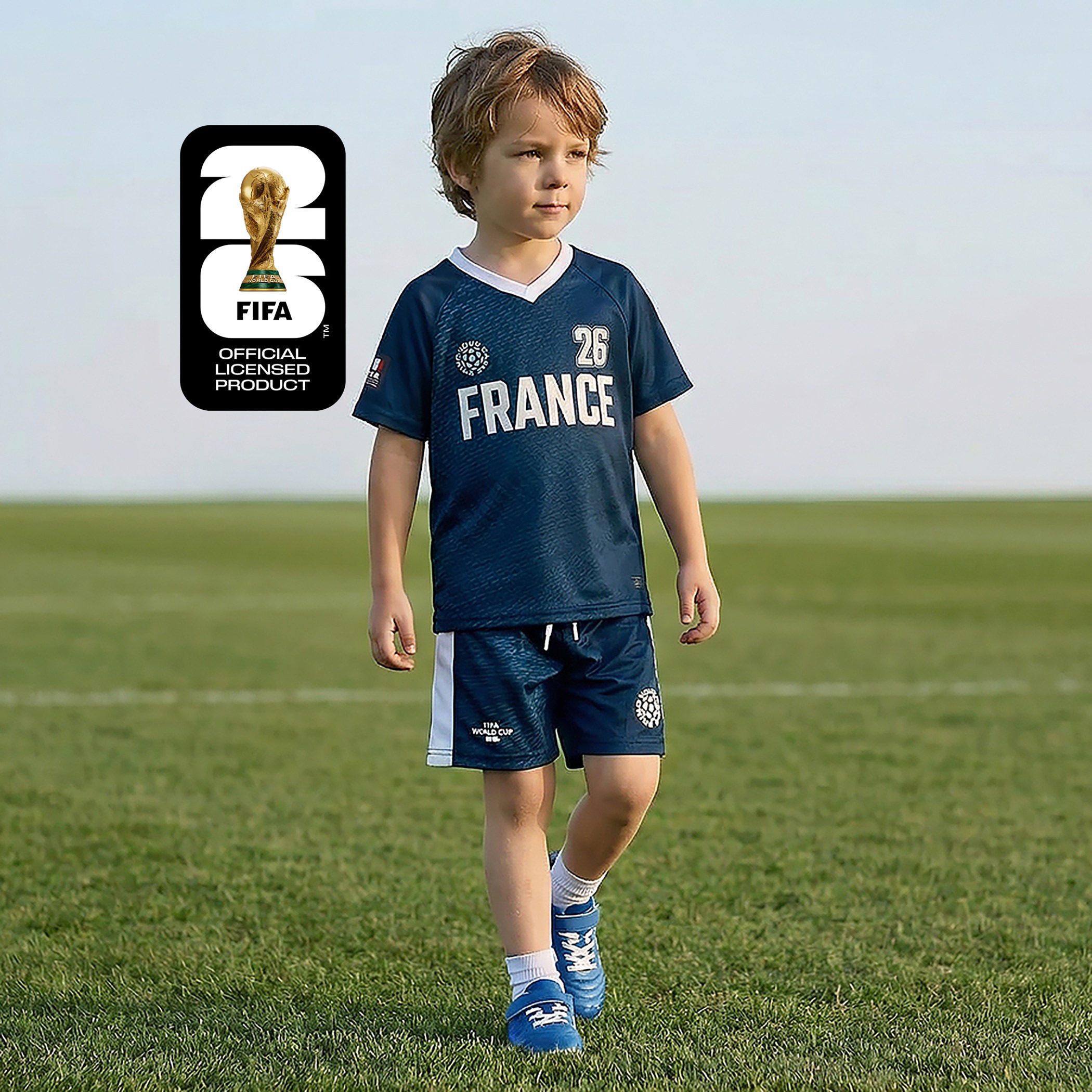 FIFA V-Neck Short Sleeves T-shirt and Shorts Set with France Print-boys-clothing-sportswear-sets-image-1