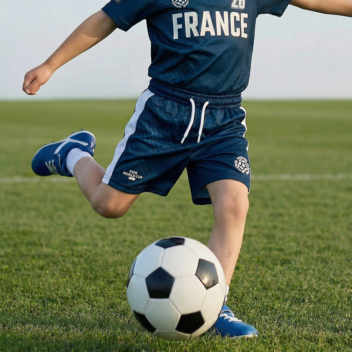FIFA V-Neck Short Sleeves T-shirt and Shorts Set with France Print-boys-clothing-sportswear-sets-image-4