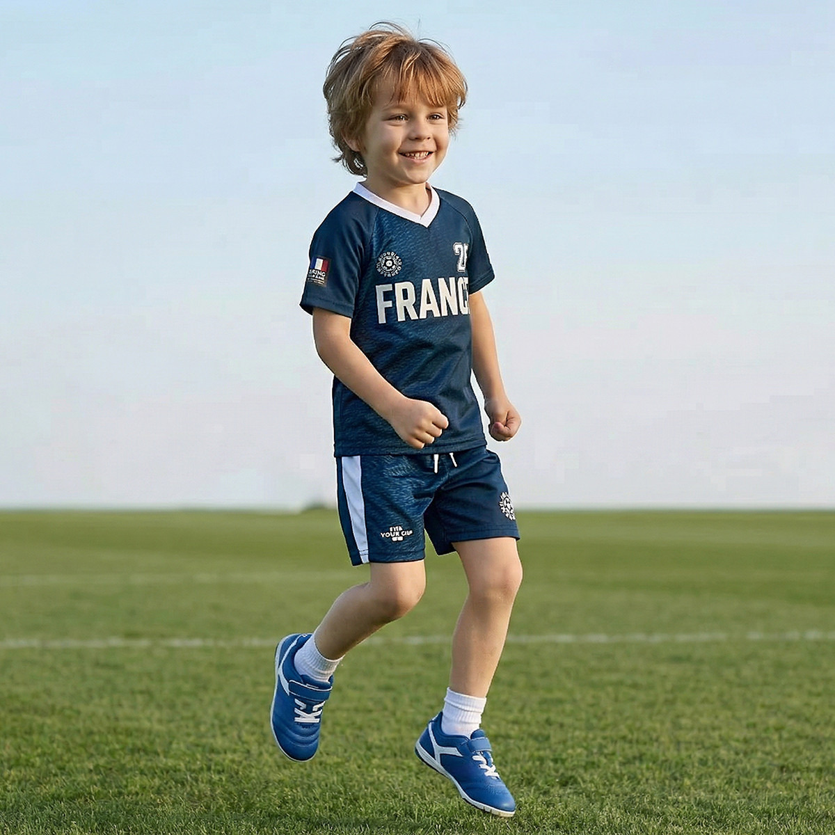 FIFA V-Neck Short Sleeves T-shirt and Shorts Set with France Print-boys-clothing-sportswear-sets-image-7