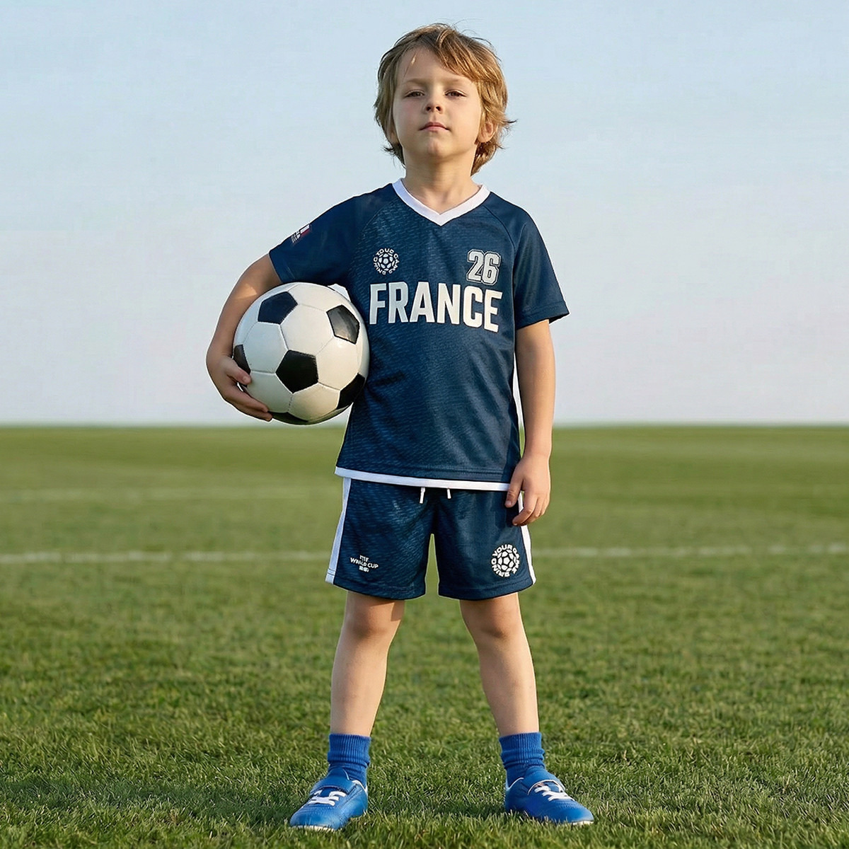 FIFA V-Neck Short Sleeves T-shirt and Shorts Set with France Print-boys-clothing-sportswear-sets-image-8