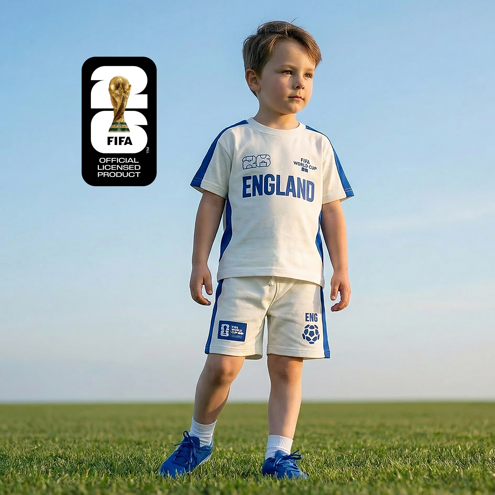 FIFA Crew Neck Short Sleeves T-shirt and Shorts Set with England Print-boys-clothing-sportswear-sets-image-1