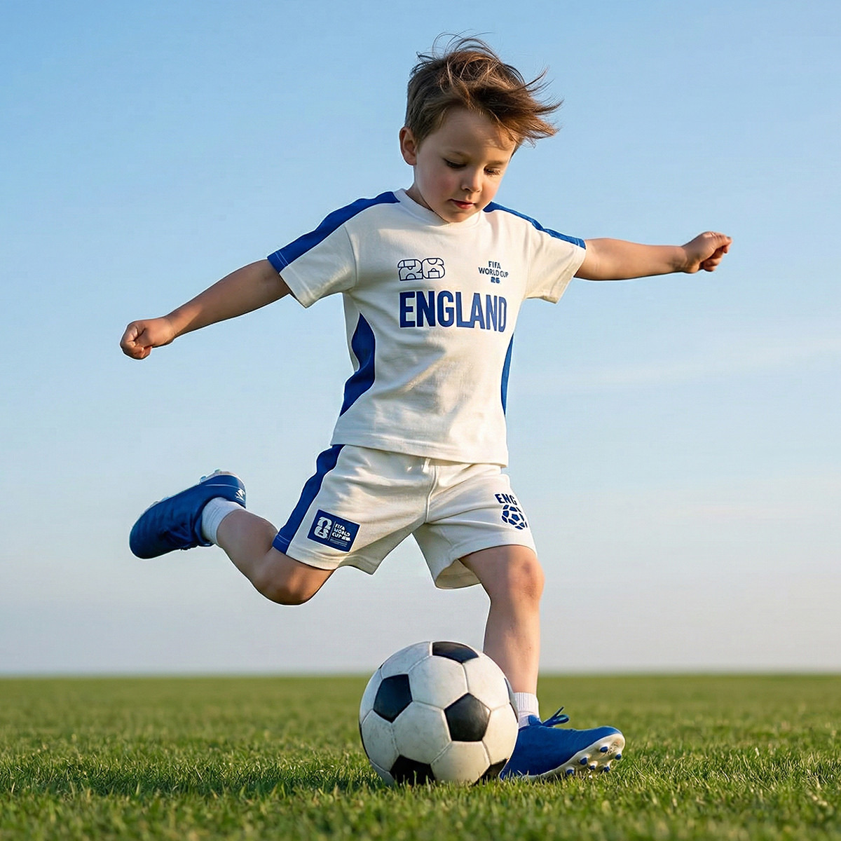 FIFA Crew Neck Short Sleeves T-shirt and Shorts Set with England Print-boys-clothing-sportswear-sets-image-2