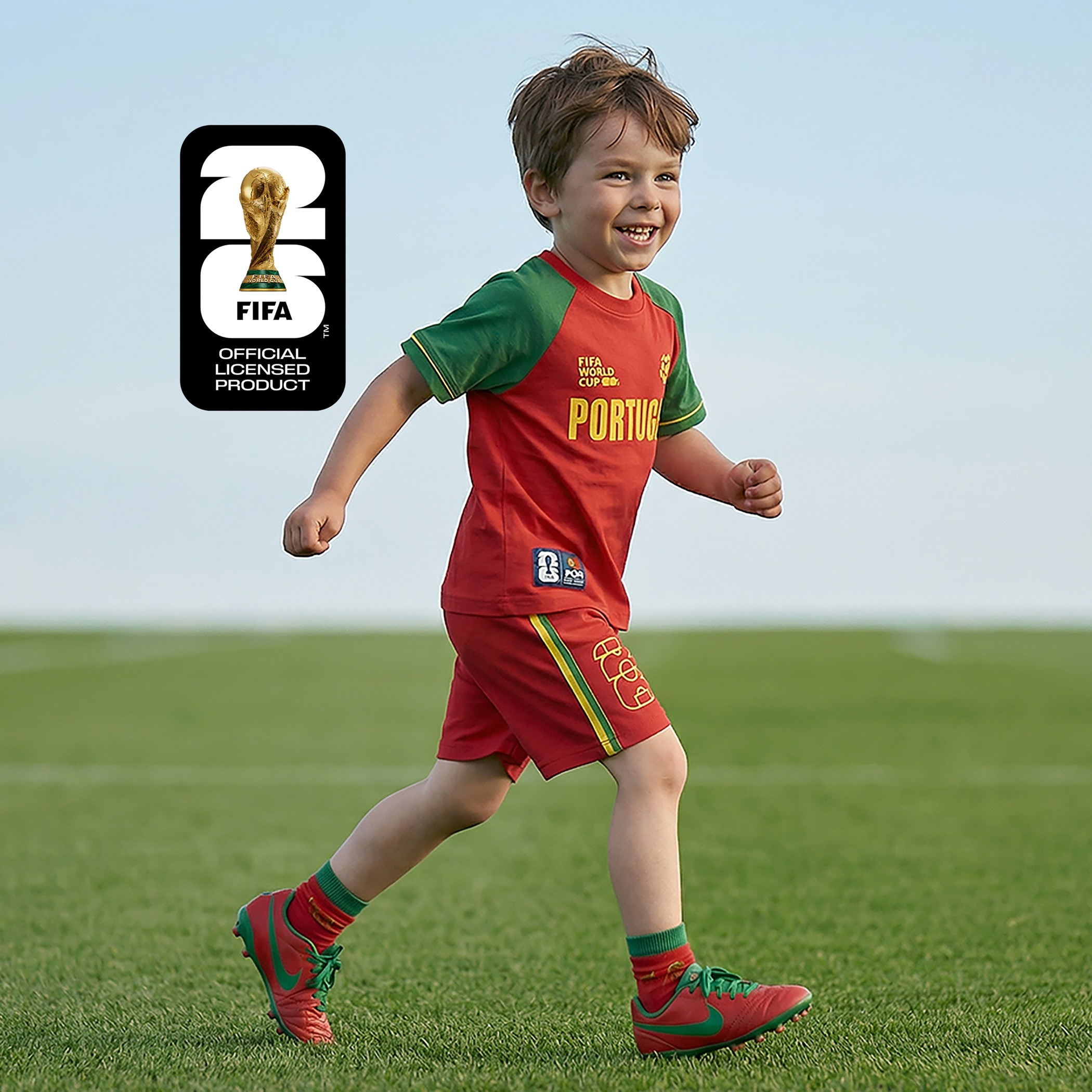 FIFA Crew Neck Short Sleeves T-shirt and Shorts Set with Portugal Print-boys-clothing-sportswear-sets-image-1