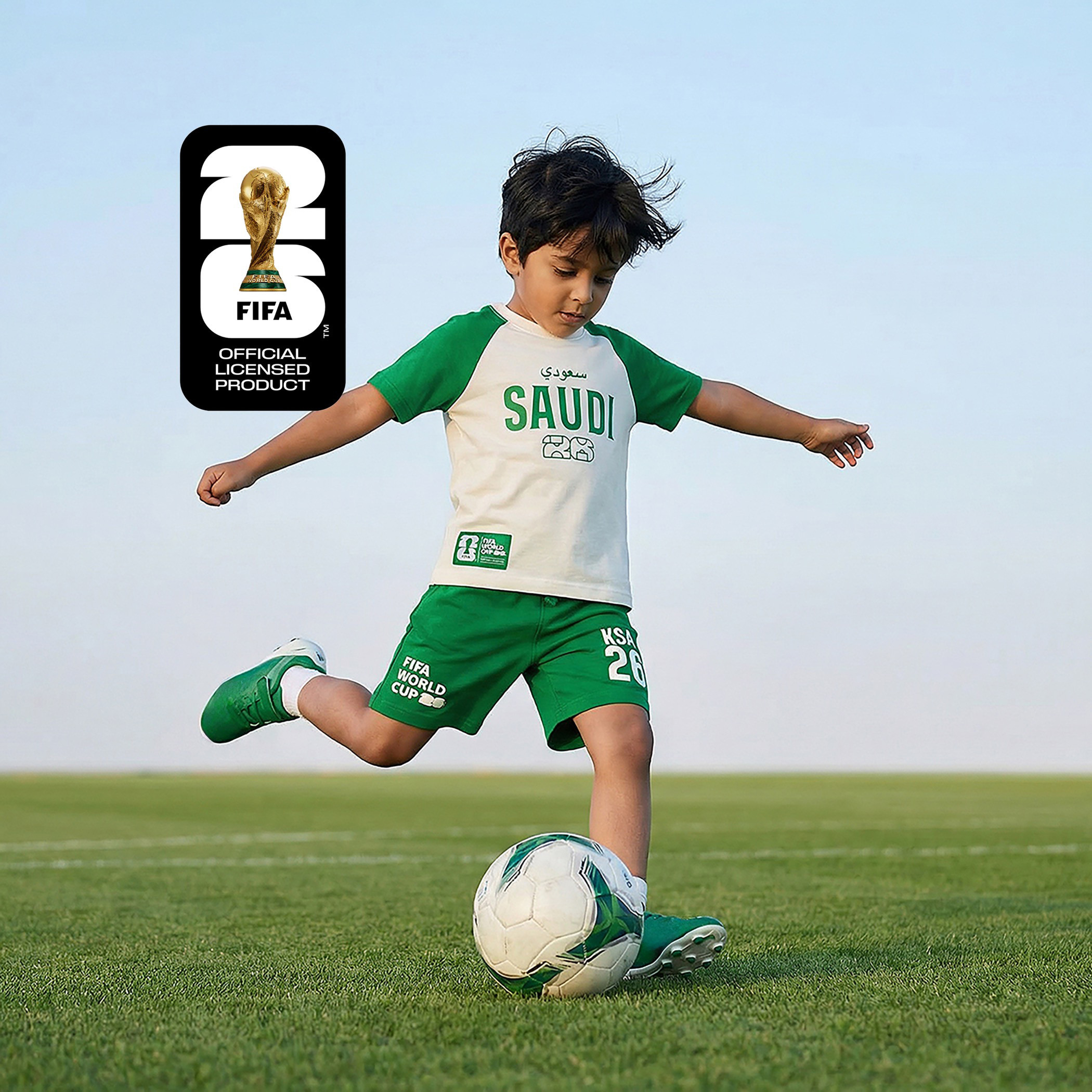 FIFA Crew Neck Short Sleeves T-shirt and Shorts Set with Saudi Arabia Print-boys-clothing-sportswear-sets-image-1