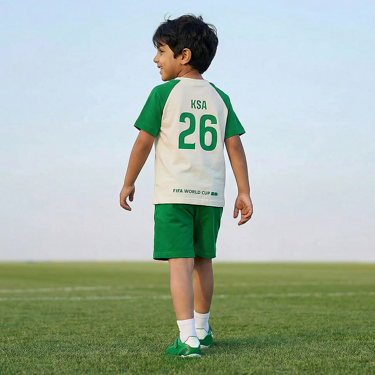 FIFA Crew Neck Short Sleeves T-shirt and Shorts Set with Saudi Arabia Print-boys-clothing-sportswear-sets-image-3
